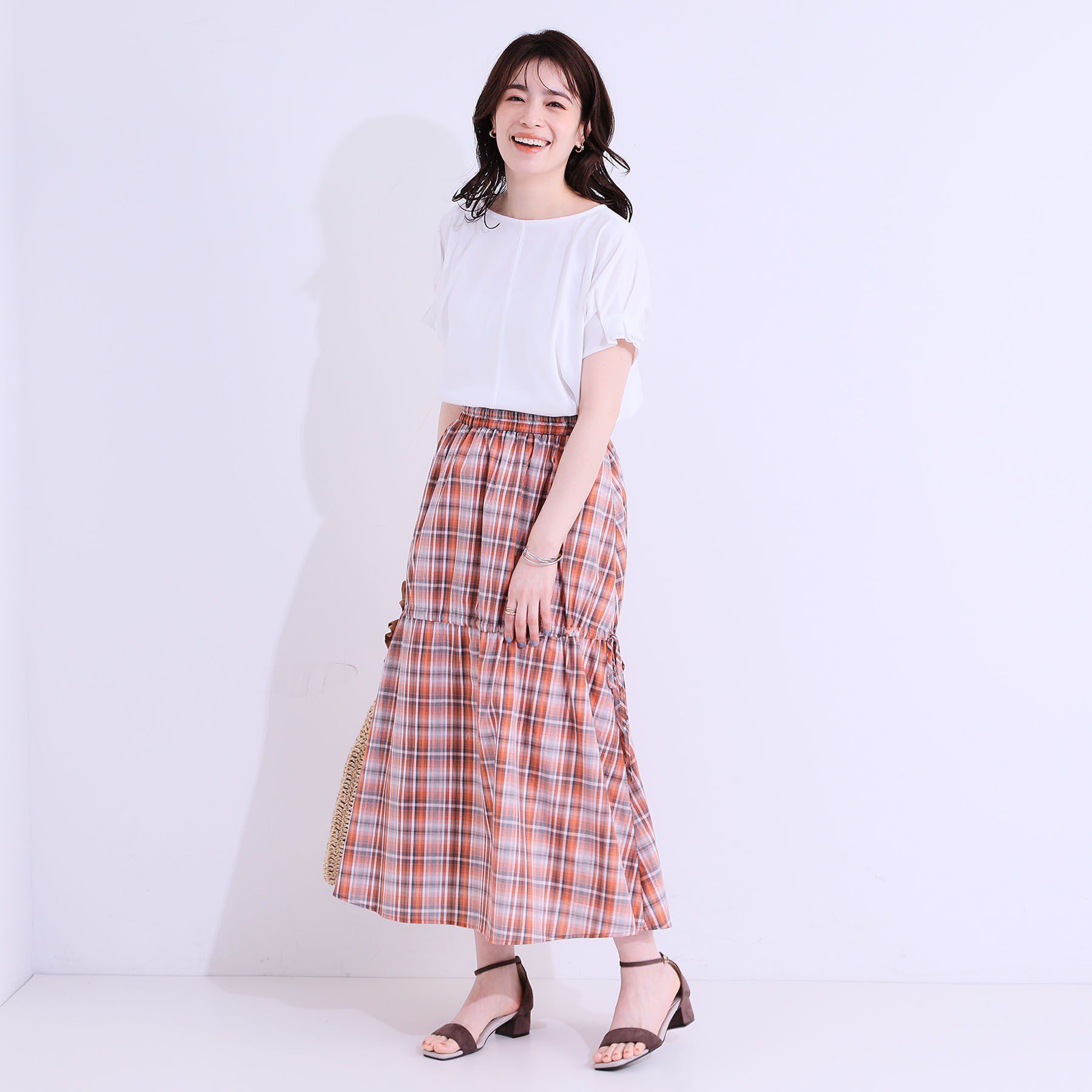 SHOO･LA･RUE「【S-LL/ひんやり/UV/プチプラ】お袖タックで好印象 デザインTシャツ」|Tシャツ・カットソー|