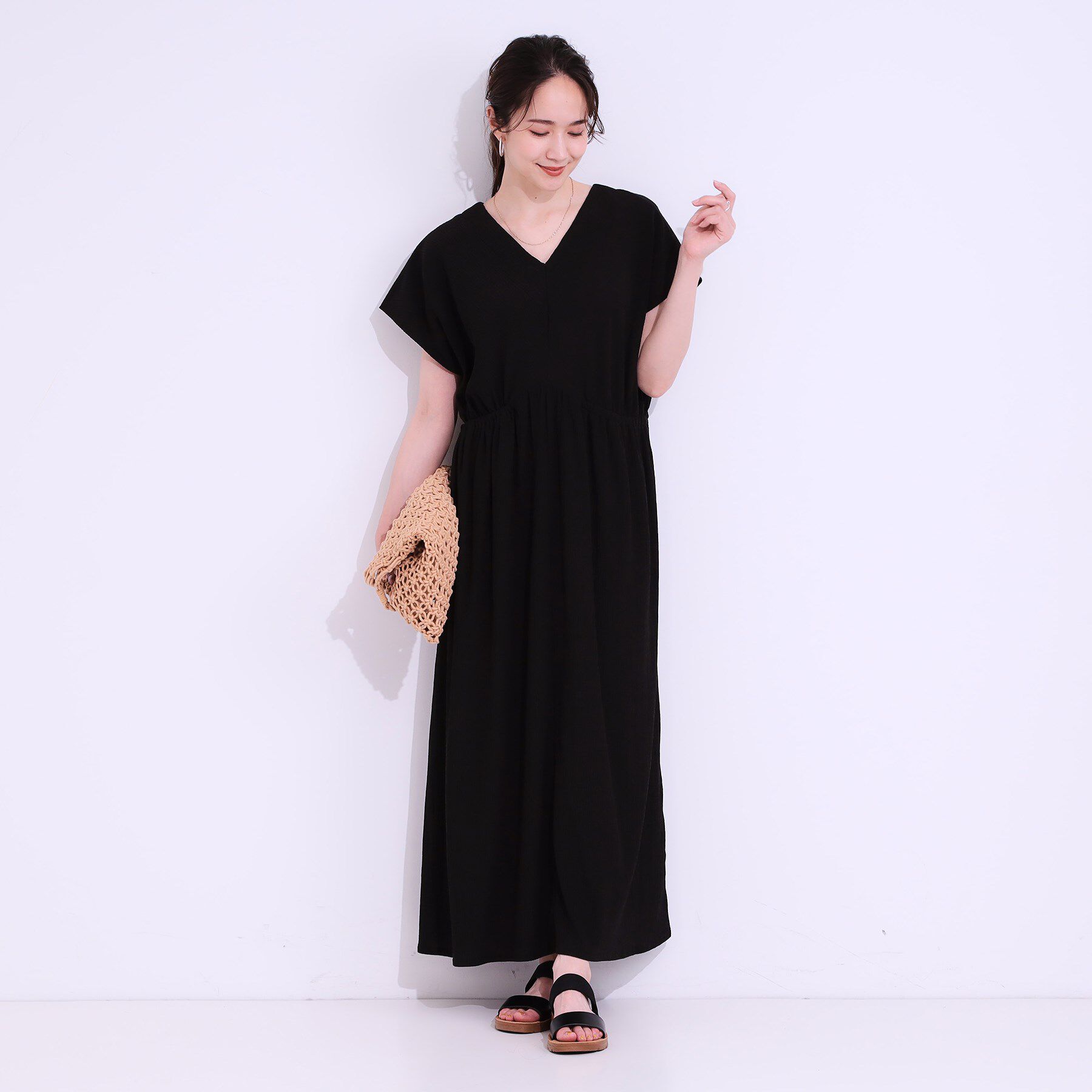 SHOO･LA･RUE「【前後2WAY】さらりと大人上品に 楊柳フレンチワンピース」|ワンピース|