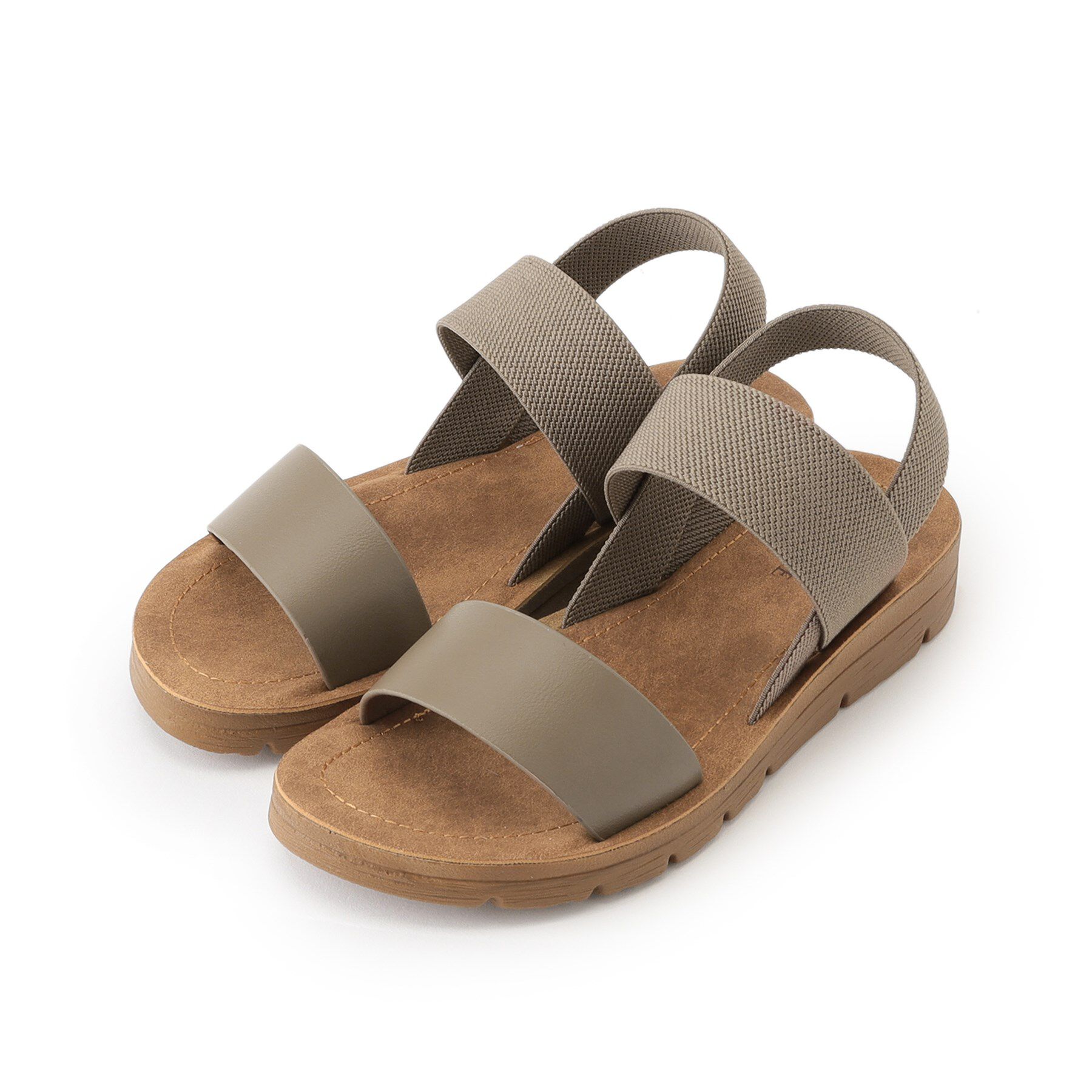 SHOO･LA･RUE「アンクルゴムフラットサンダル」|サンダル|グレージュ(050)