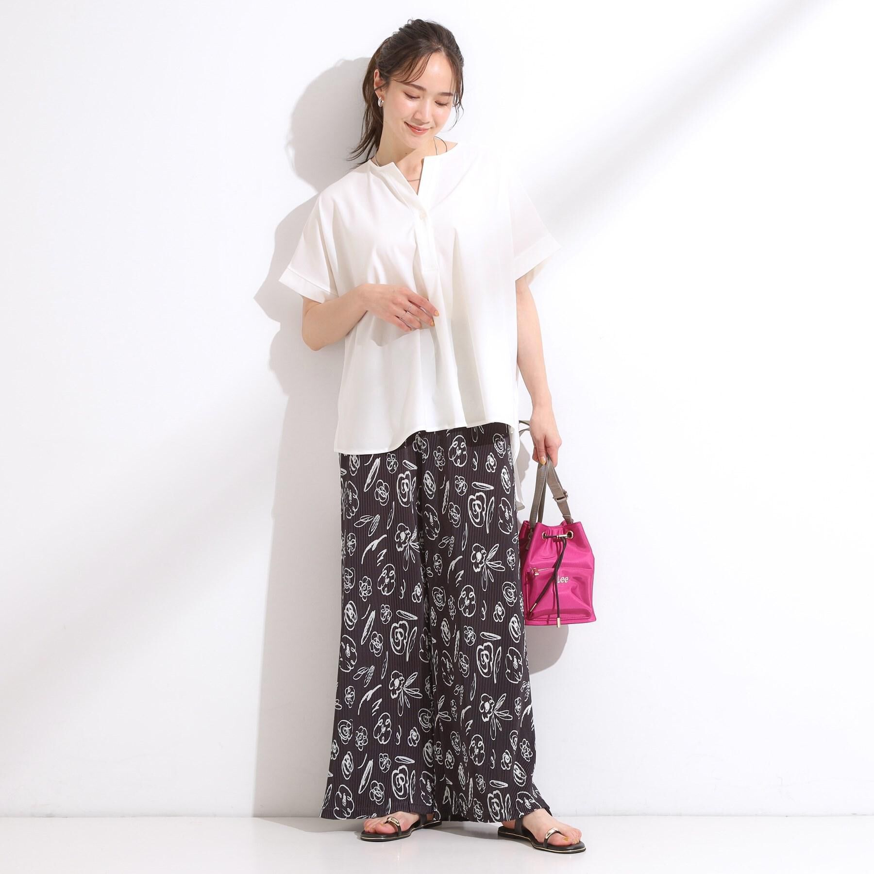 SHOO･LA･RUE「【S-LL】さらさら楽ちん プリーツ ワイドパンツ」|その他|