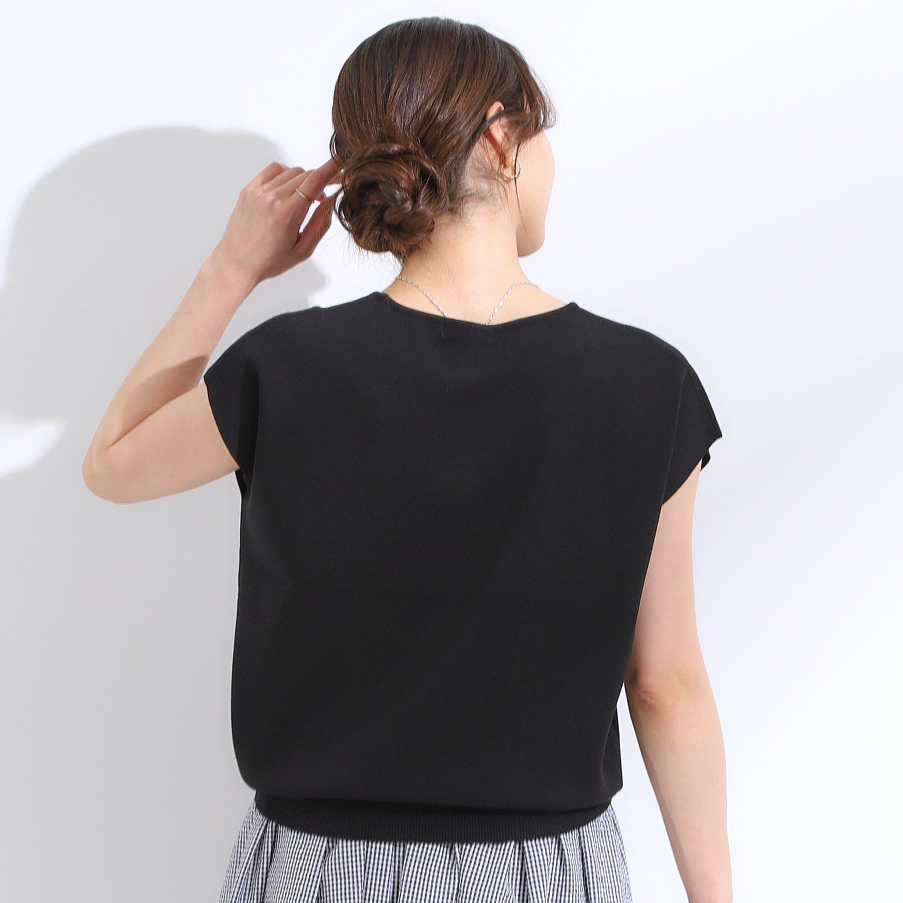 SHOO･LA･RUE「【洗える/S-LL/ひんやり】さらりと好印象　総針フレンチスリーブニット」|ニット・セーター|