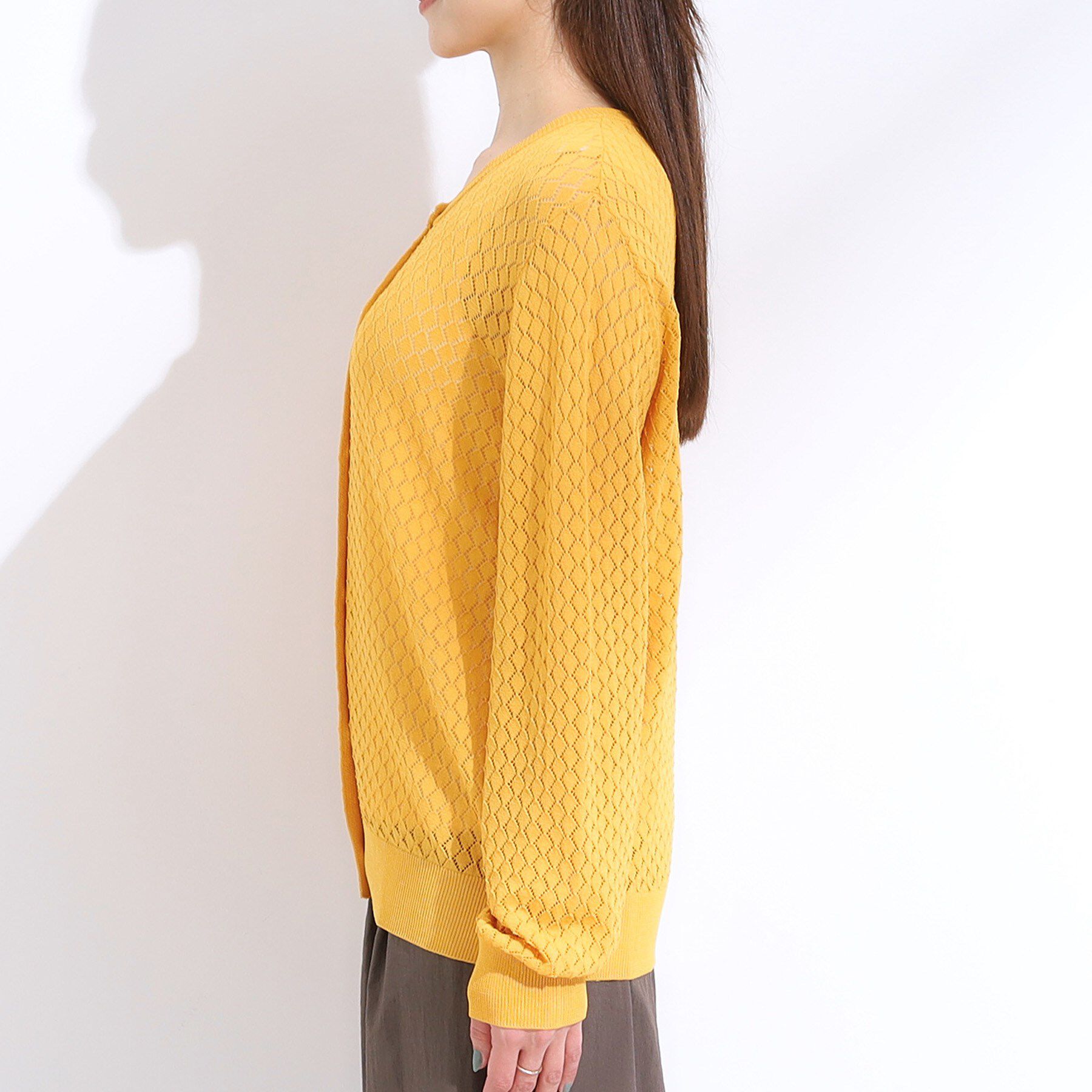 SHOO･LA･RUE「【S-LL】透かし編みが大人上品 マルチボタンニットカーディガン」|カーディガン|