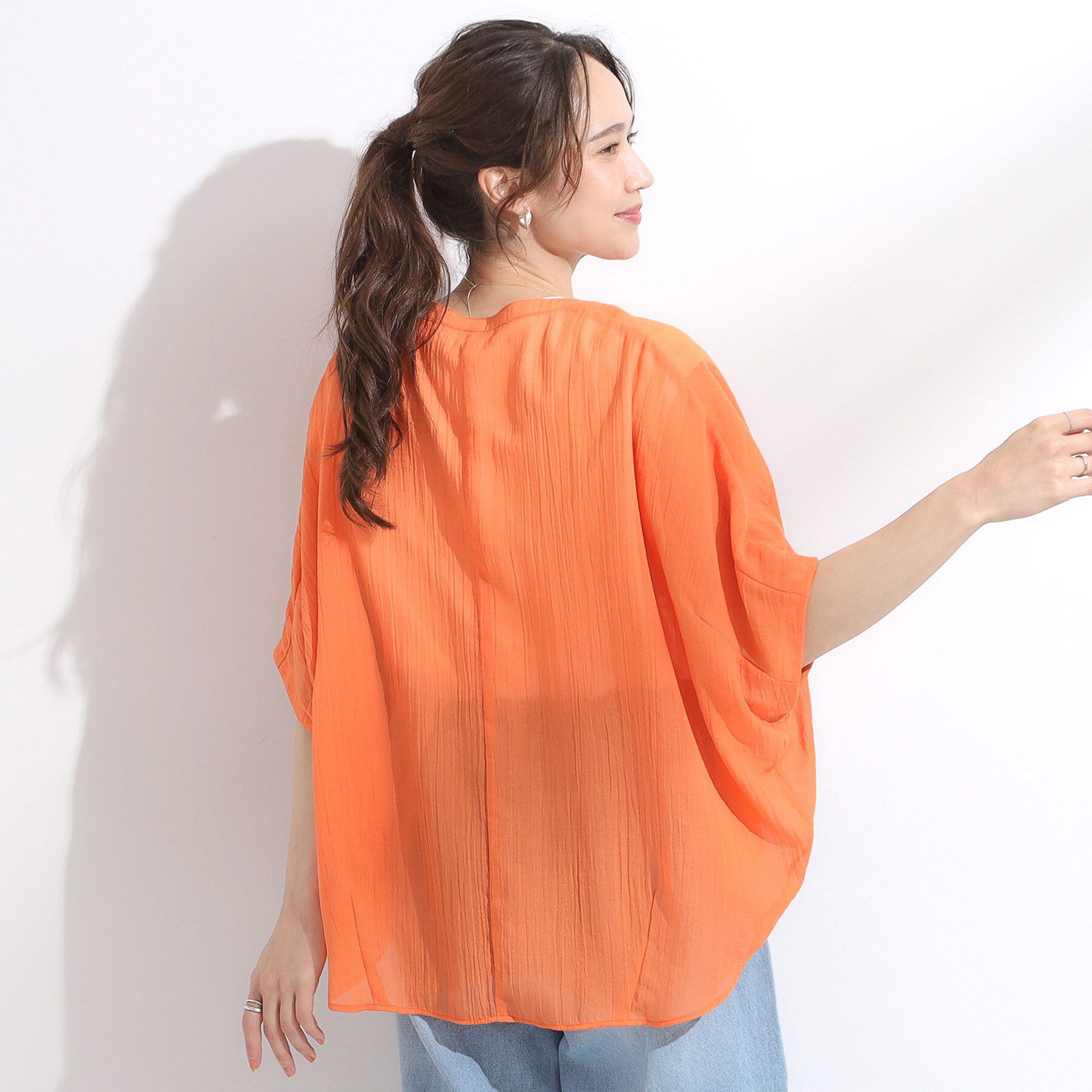 SHOO･LA･RUE「程よいシアー感 ポケットドルマン5分袖シャツ」|シャツ・ブラウス|