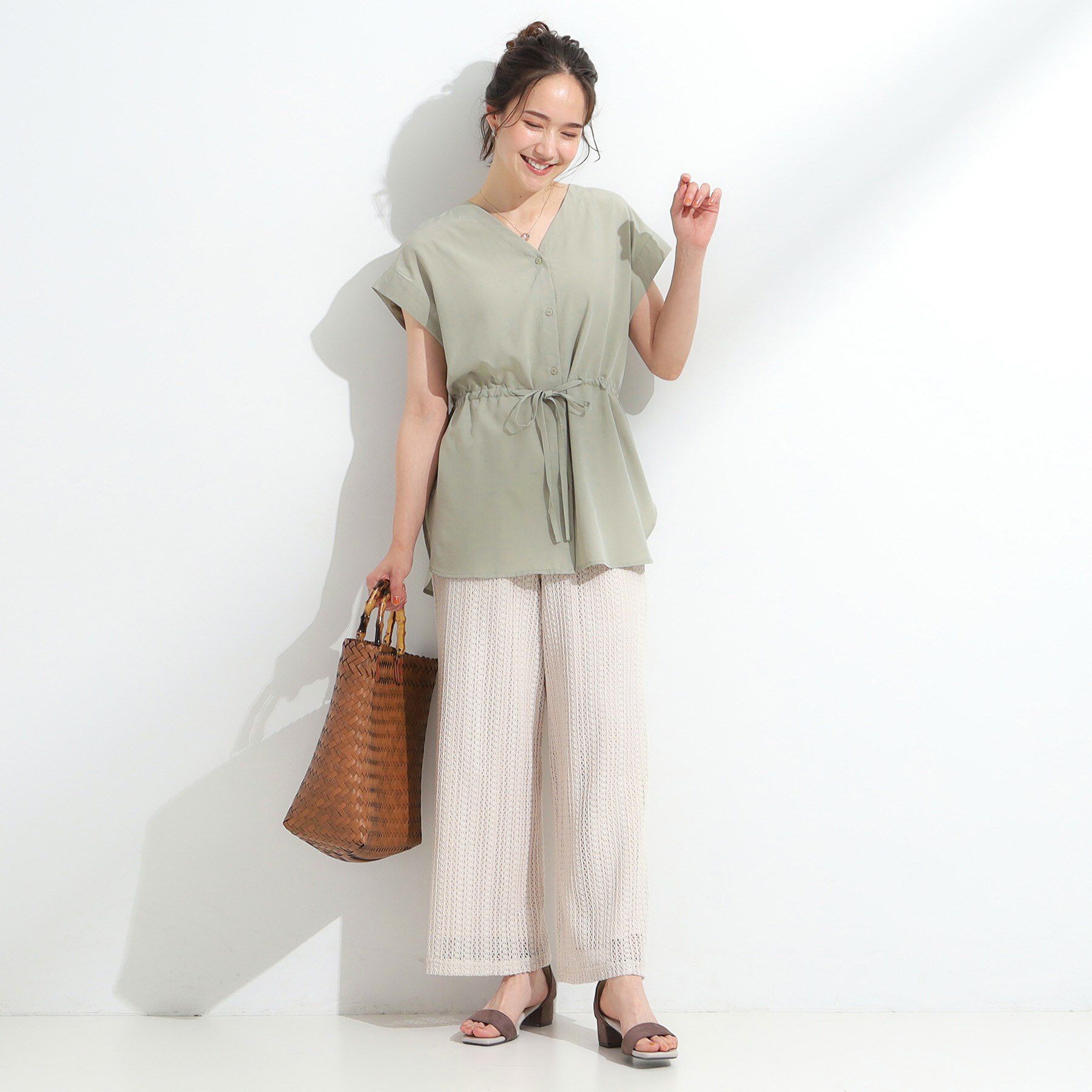 SHOO･LA･RUE「【S-LL】シルエットが変えられる サファリシャツ」|シャツ・ブラウス|