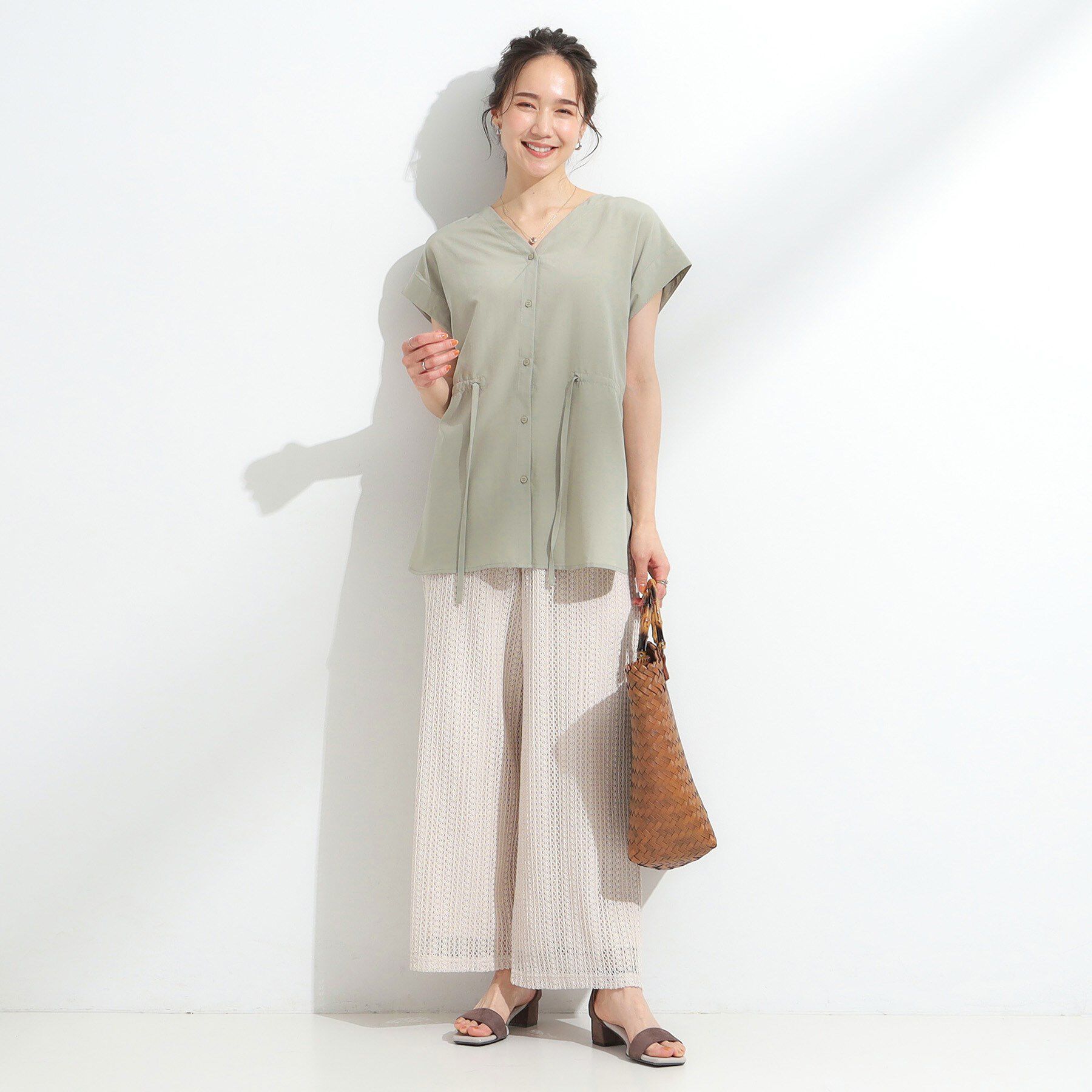 SHOO･LA･RUE「【S-LL】シルエットが変えられる サファリシャツ」|シャツ・ブラウス|