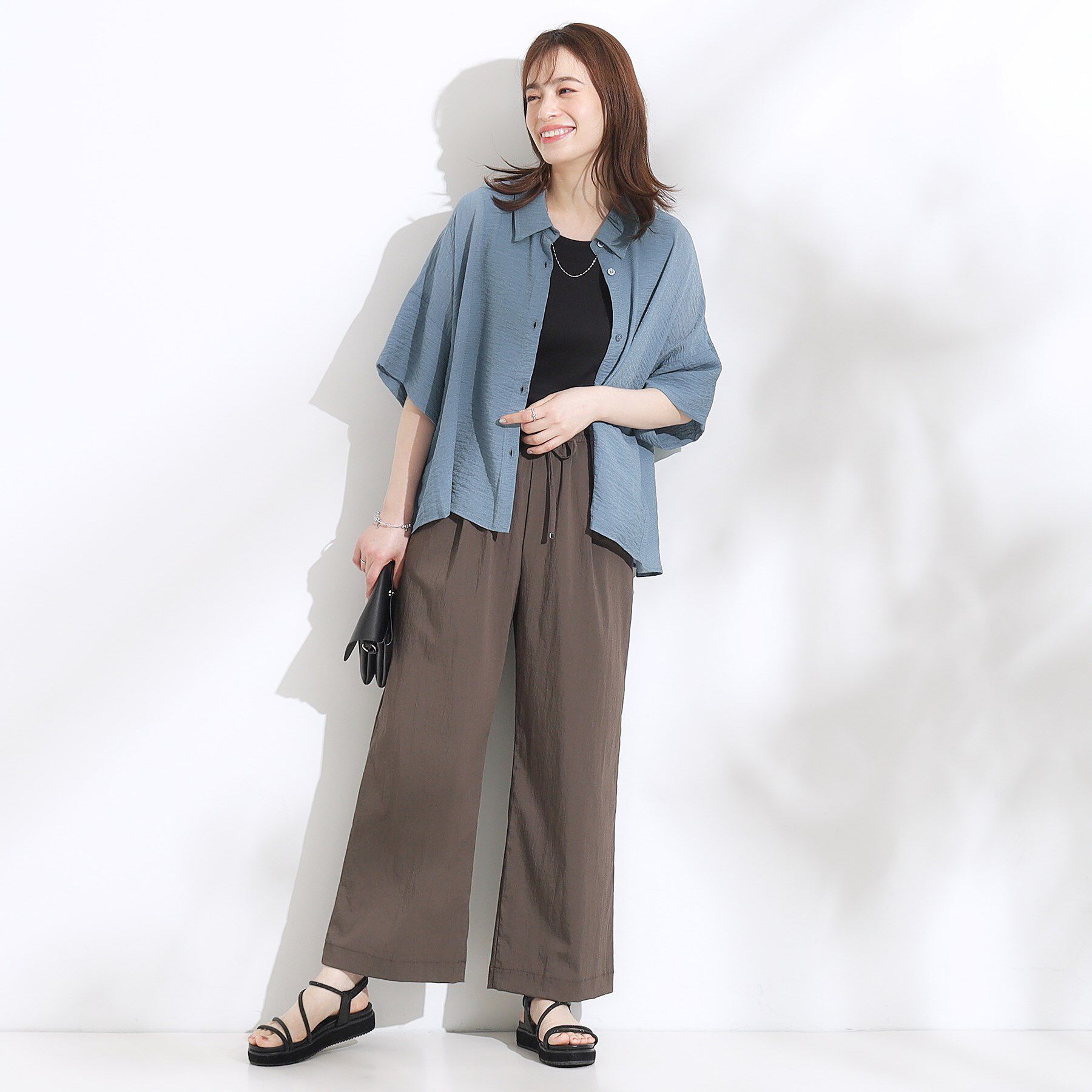 SHOO･LA･RUE「ゆるっと感がこなれ見え ワッシャーシアー半袖シャツ」|シャツ・ブラウス|