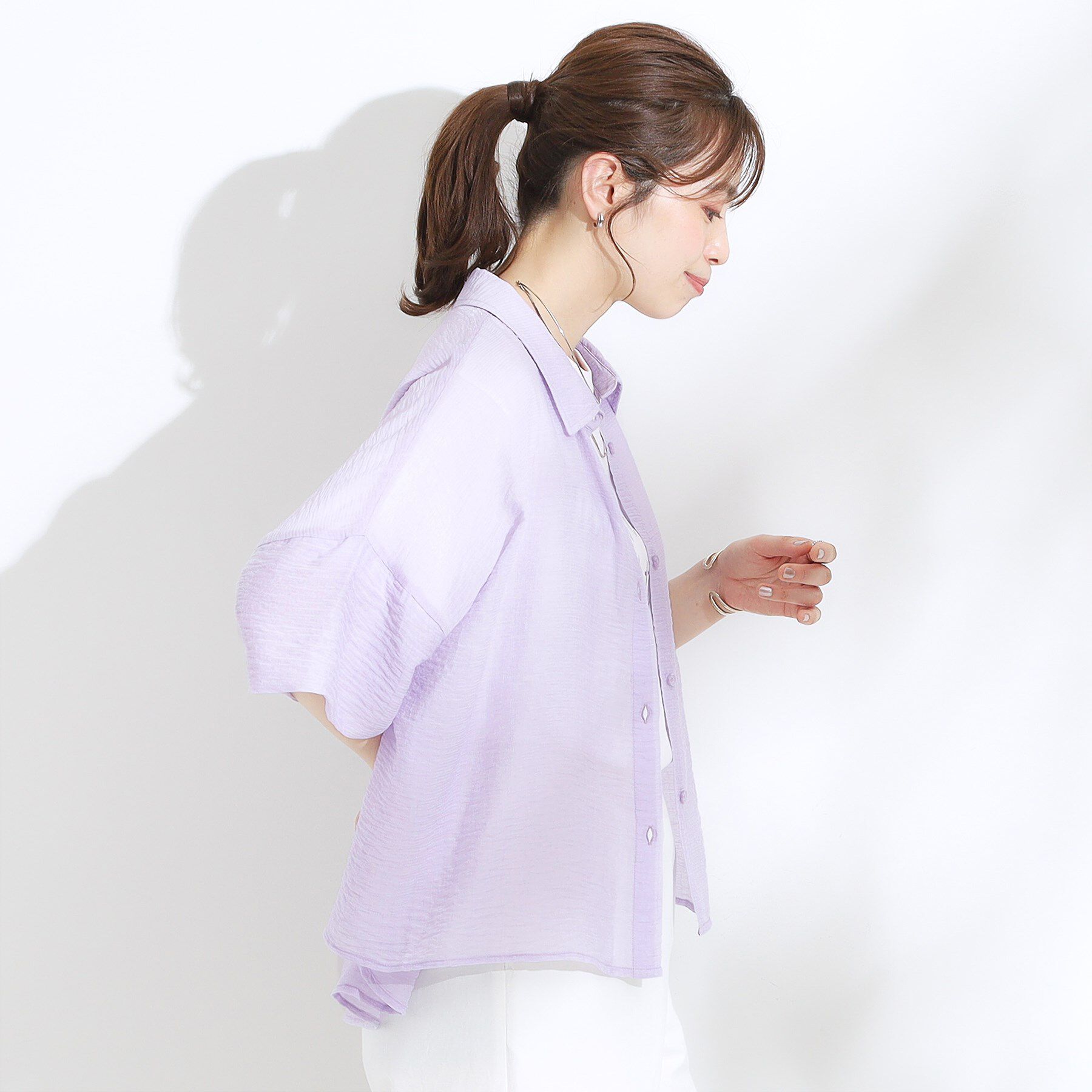 SHOO･LA･RUE「ゆるっと感がこなれ見え ワッシャーシアー半袖シャツ」|シャツ・ブラウス|