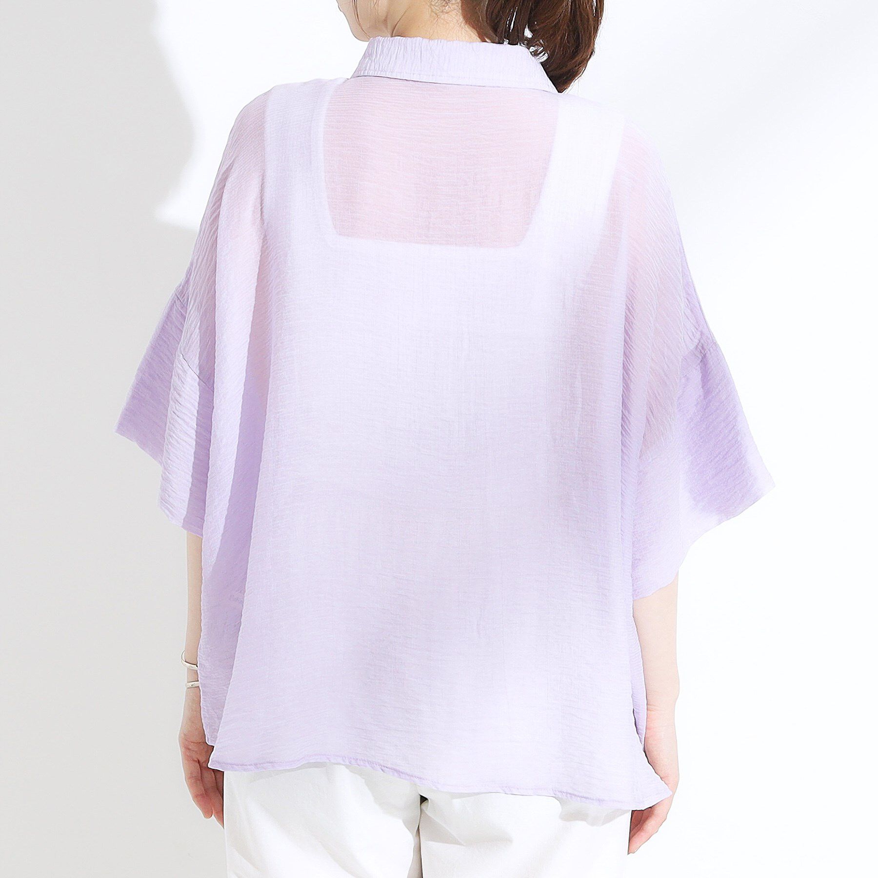 SHOO･LA･RUE「ゆるっと感がこなれ見え ワッシャーシアー半袖シャツ」|シャツ・ブラウス|