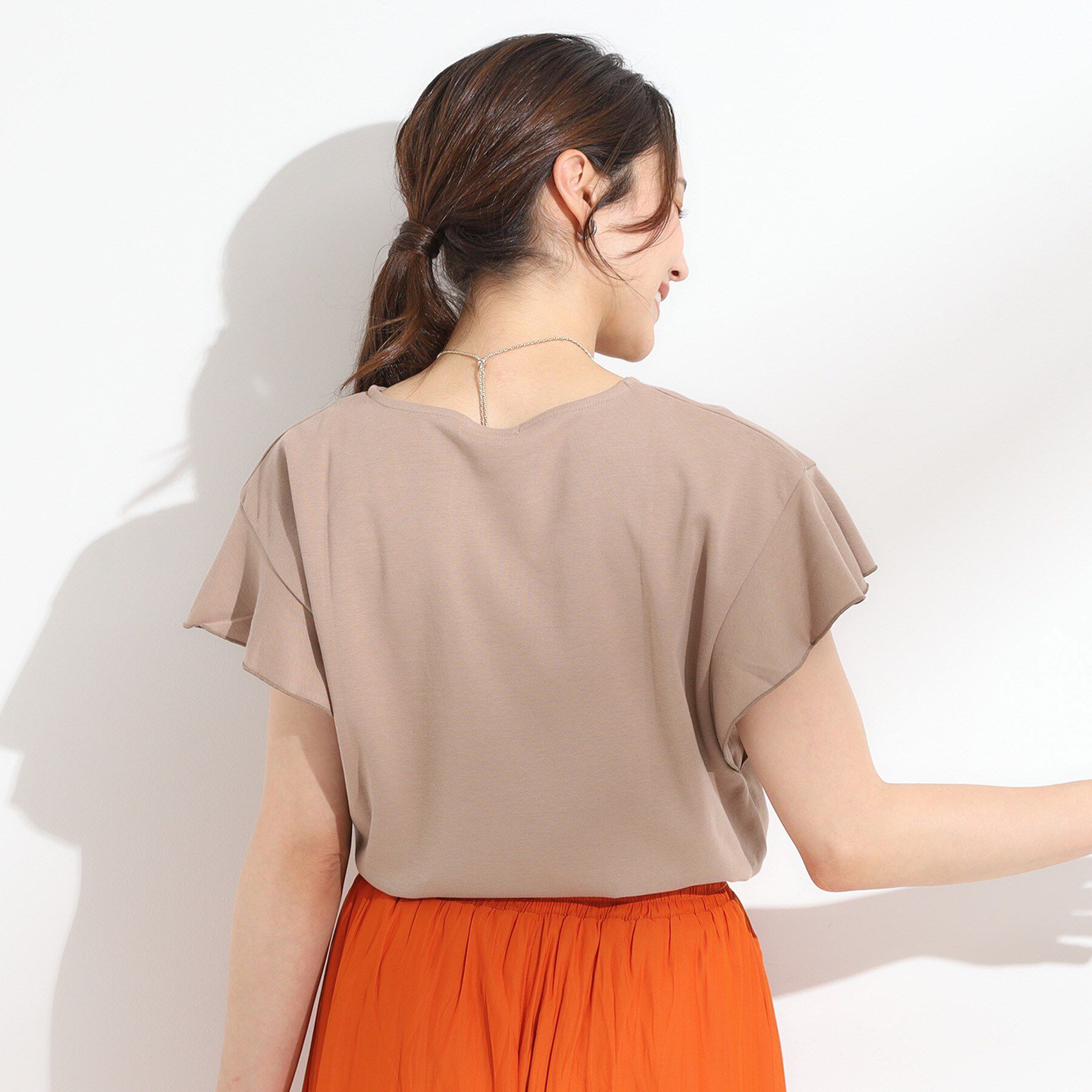 SHOO･LA･RUE「【汗ジミ防止/ひんやり/UV】フリルスリーブTシャツ」|Tシャツ・カットソー|