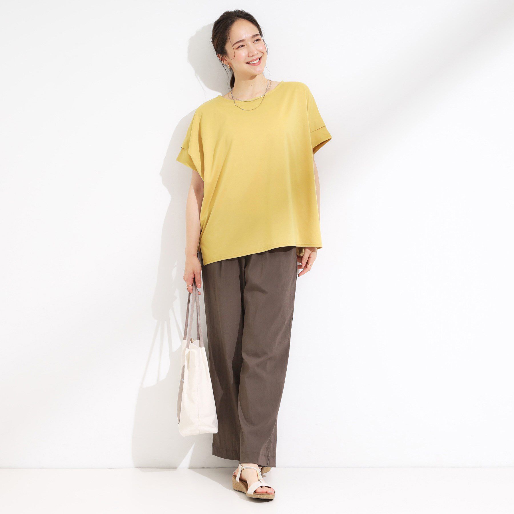 SHOO･LA･RUE「【S-LL/UV/吸水速乾】さらりと着こなす 肩タックゆるトップス」|Tシャツ・カットソー|