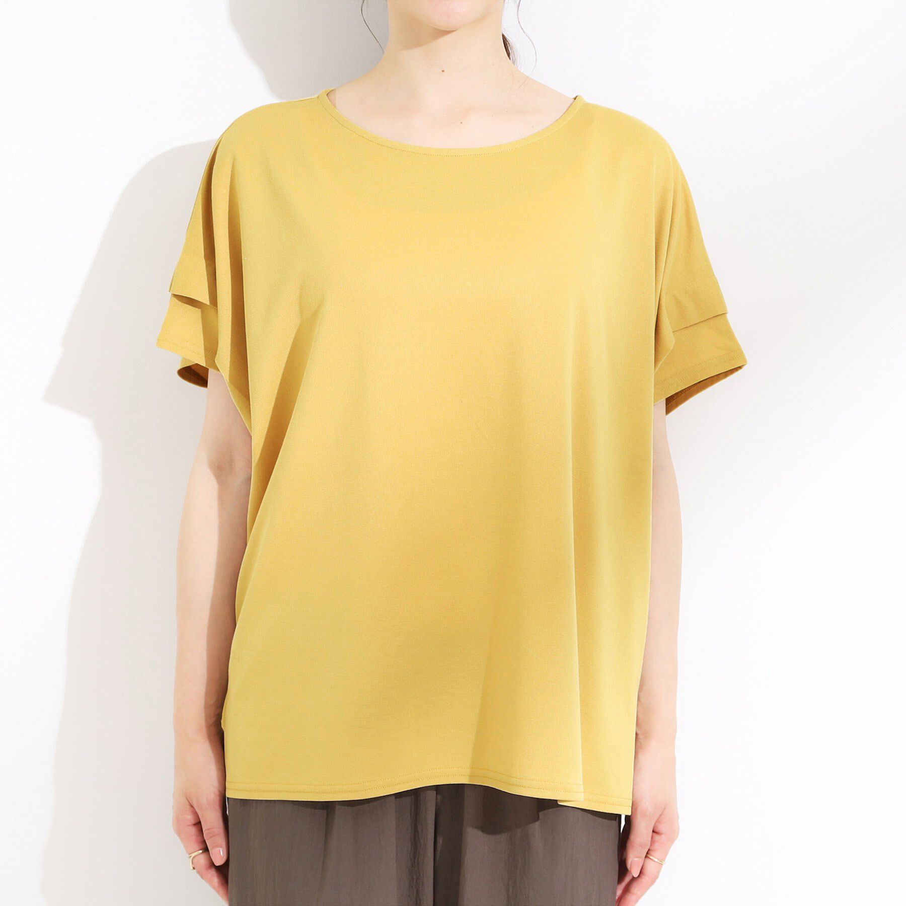 SHOO･LA･RUE「【S-LL/UV/吸水速乾】さらりと着こなす 肩タックゆるトップス」|Tシャツ・カットソー|