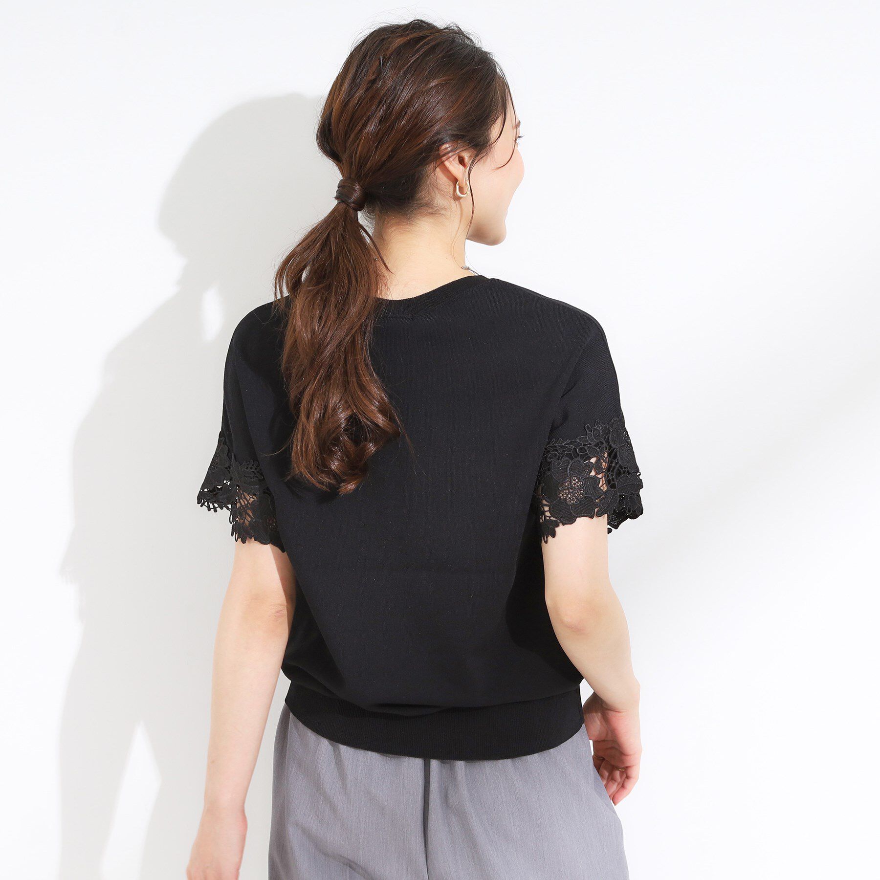 SHOO･LA･RUE「【S-LL/ひんやり/UV/】大人上品な お袖レースニット」|ニット・セーター|