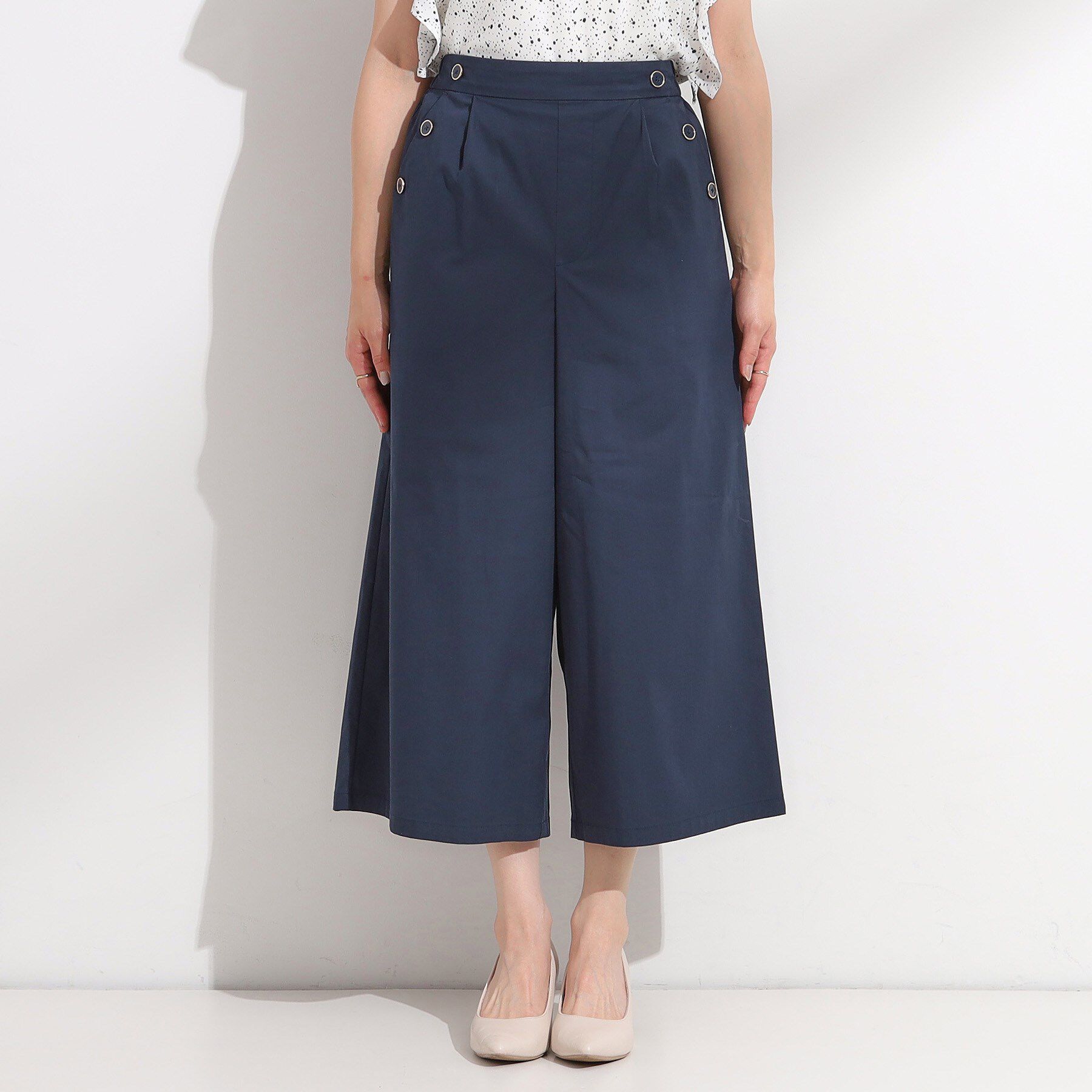 SHOO･LA･RUE「【S-LL/ひんやり/UV】すっきり見えマリン風 ガウチョパンツ」|その他|