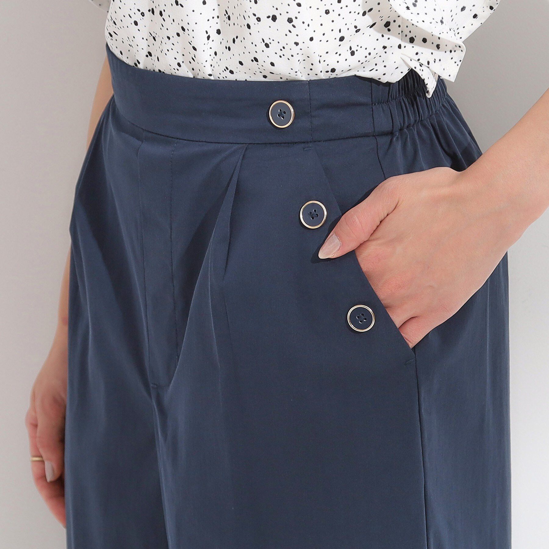 SHOO･LA･RUE「【S-LL/ひんやり/UV】すっきり見えマリン風 ガウチョパンツ」|その他|