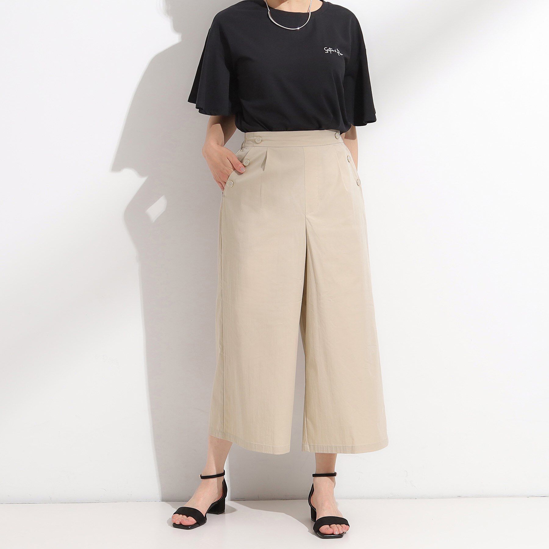 SHOO･LA･RUE「【S-LL/ひんやり/UV】すっきり見えマリン風 ガウチョパンツ」|その他|