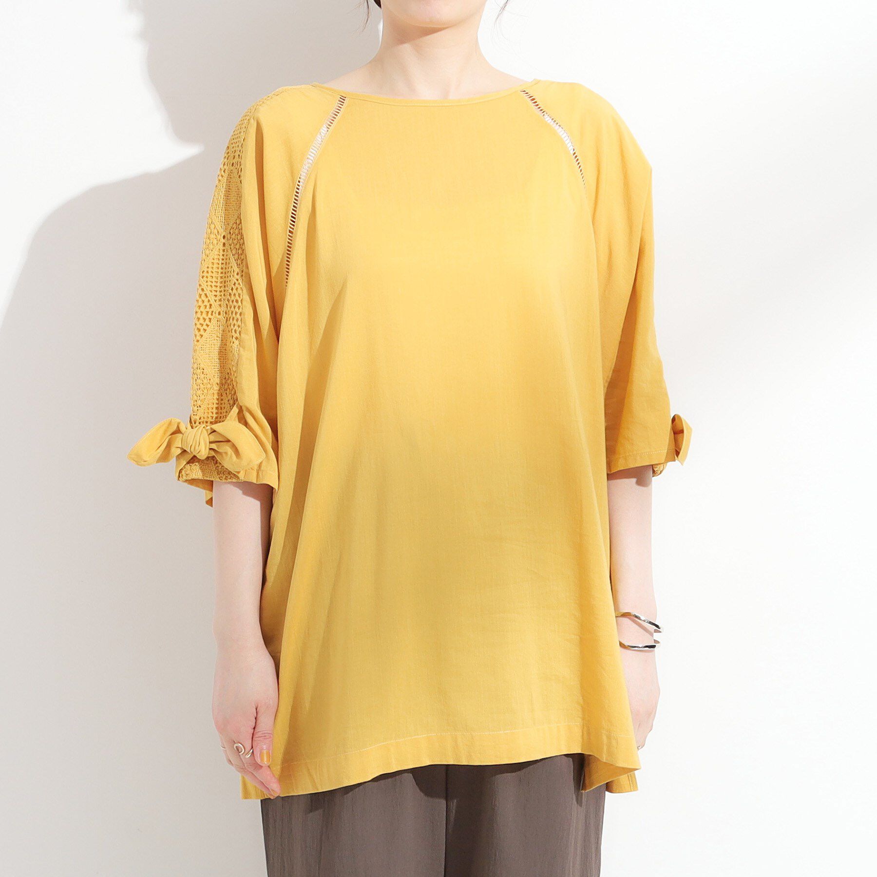 SHOO･LA･RUE「【S-LL】お袖デザインが華やか はしごレースチュニック」|チュニック|