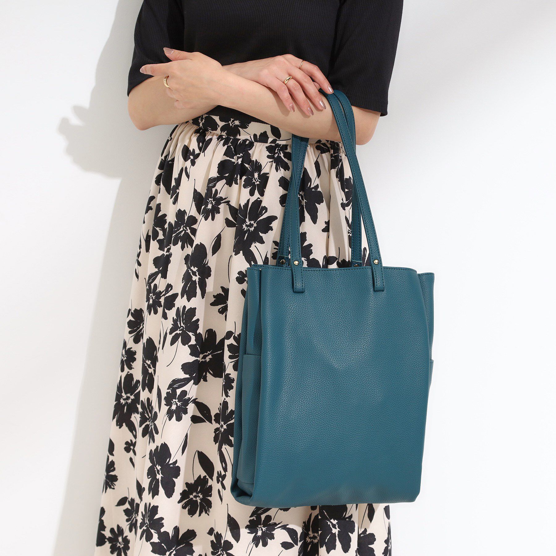 SHOO･LA･RUE「【A4】縦型収納トート」|トートバッグ|ブルーグリーン(09