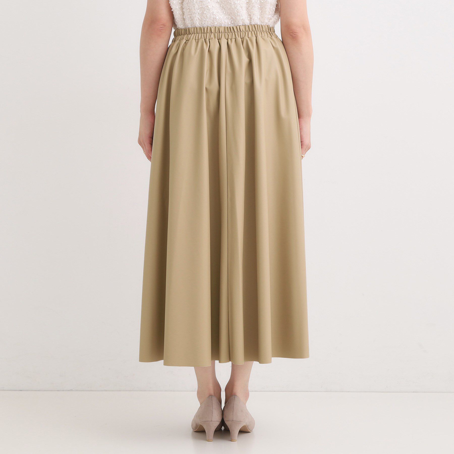 SHOO･LA･RUE「【S-LL】大人の抜け感 合皮フレアスカート」|スカート|