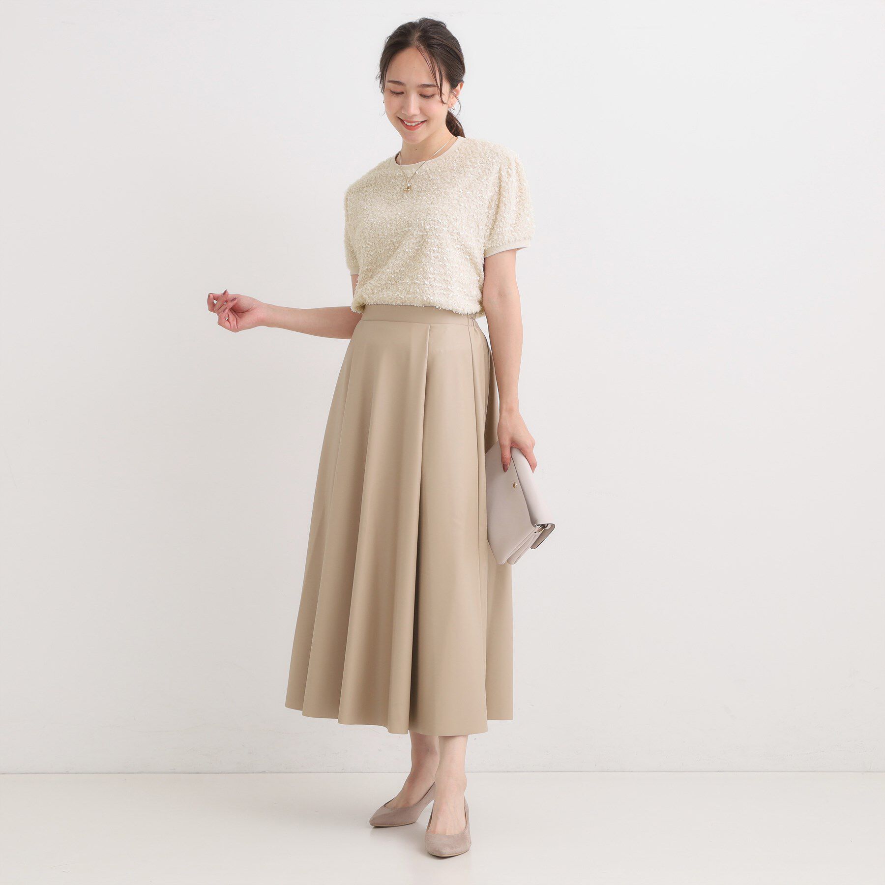 SHOO･LA･RUE「【S-LL】大人も着やすい愛らしさ リボンヤーン半袖トップス」|Tシャツ・カットソー|