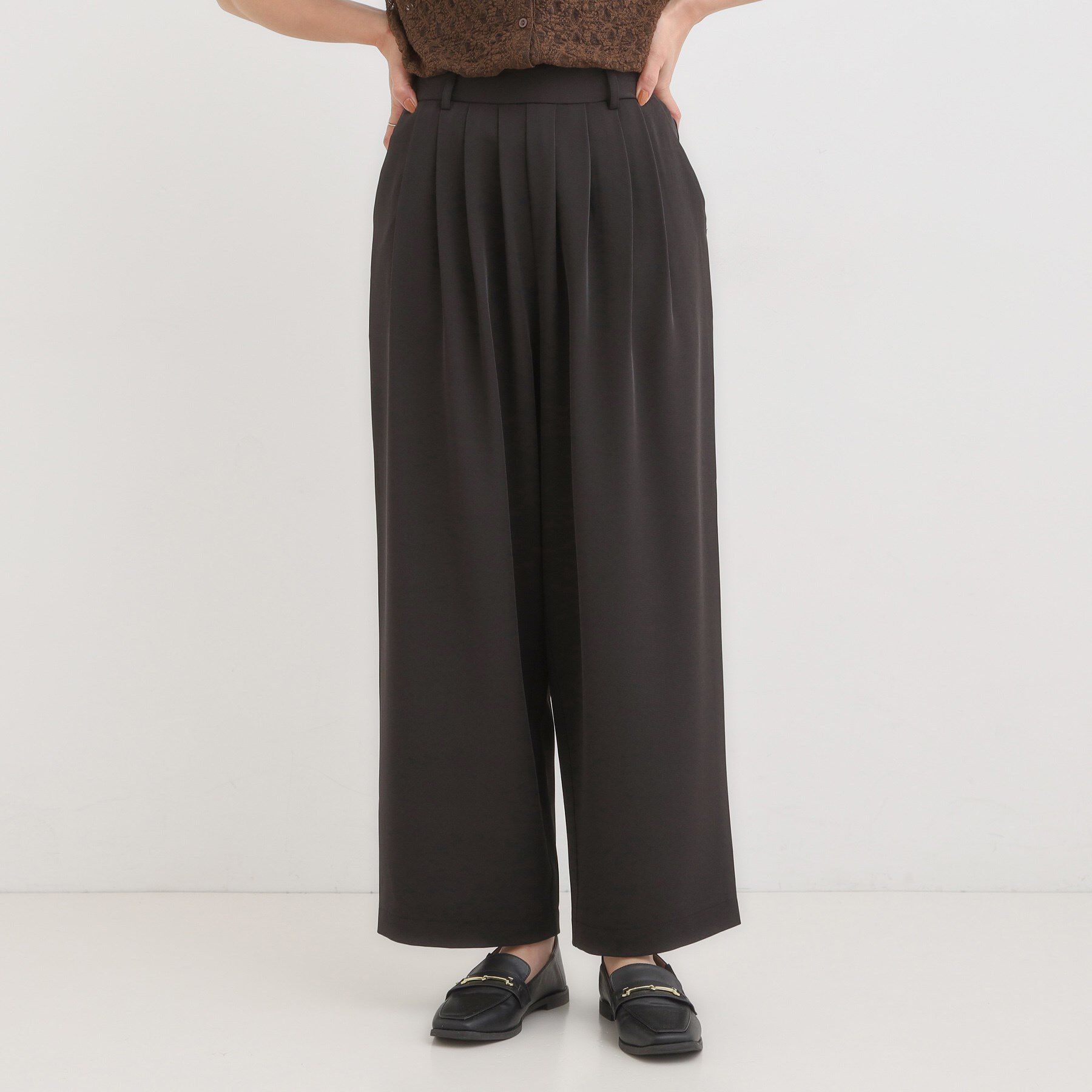 SHOO･LA･RUE「【S-LL/ひんやり】腰まわりや太ももを自然にカバー タックワイドパンツ」|その他|