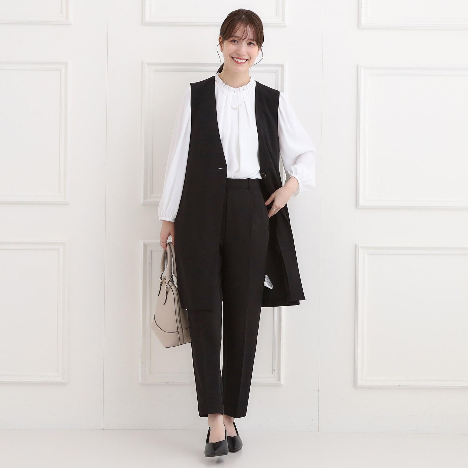 SHOO･LA･RUE「【洗濯機可/イージーケア/ストレッチ】きちんと楽に。カットジョーゼットロングジレ」|ベスト・ジレ|