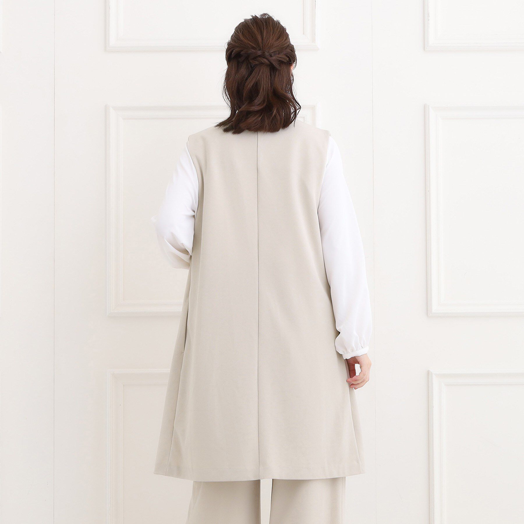 SHOO･LA･RUE「【洗濯機可/イージーケア/ストレッチ】きちんと楽に。カットジョーゼットロングジレ」|ベスト・ジレ|