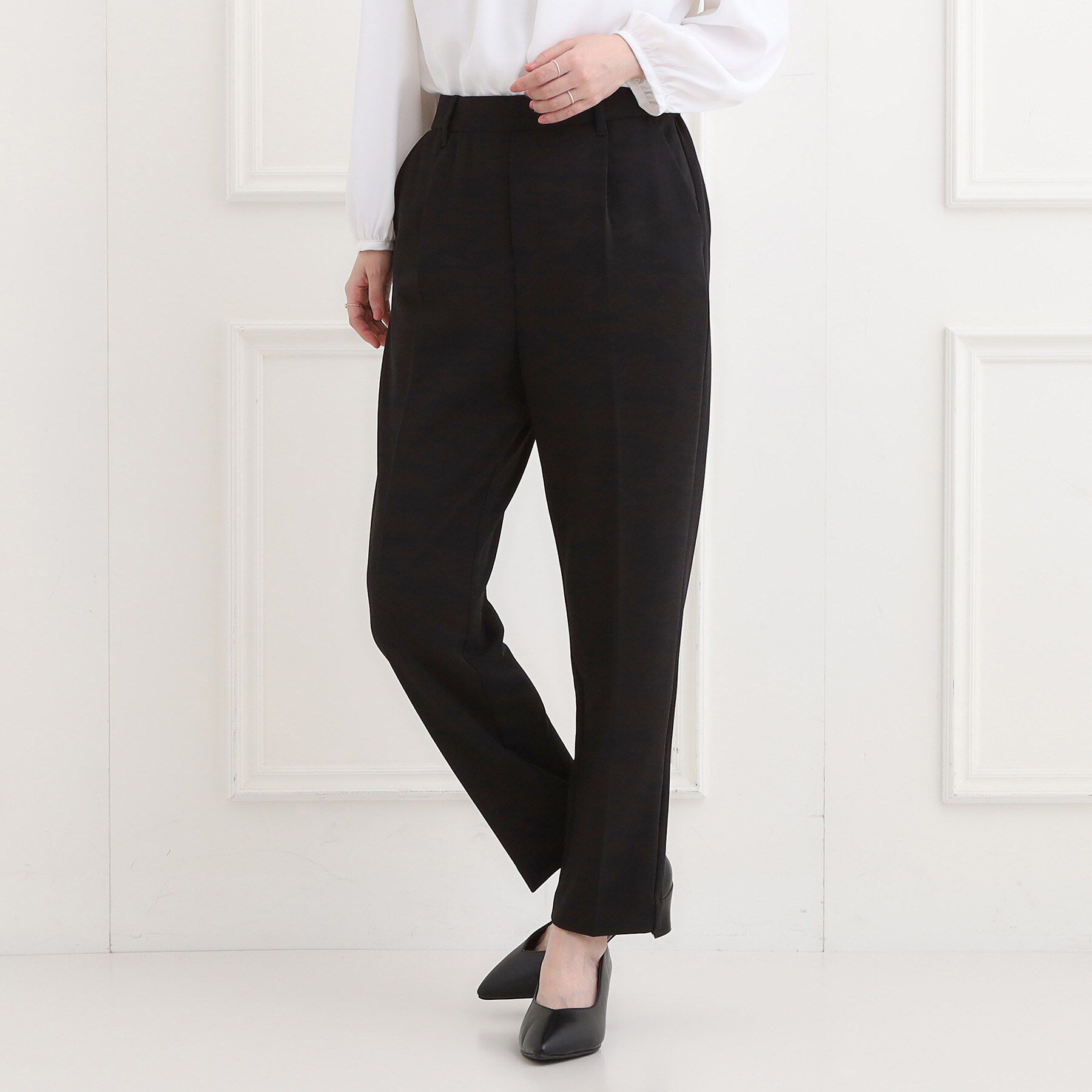 SHOO･LA･RUE「【洗濯機可/イージーケア/ストレッチ】きちんと楽に。カットジョーゼットテーパードパンツ」|その他|