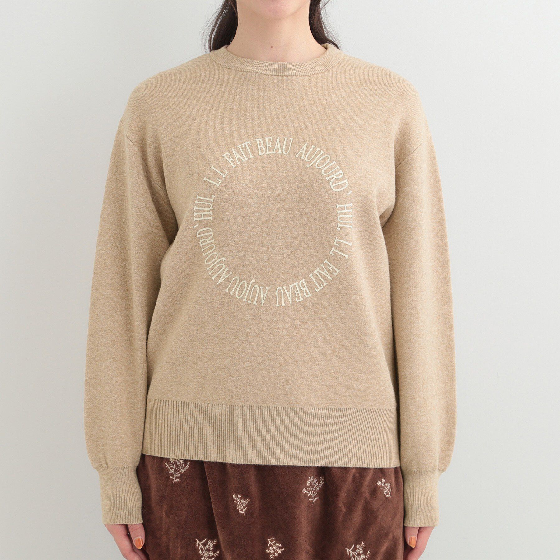 SHOO･LA･RUE「【S-LL/洗濯機可】もちもちタッチが心地よい スウェットライクロゴニット」|ニット・セーター|