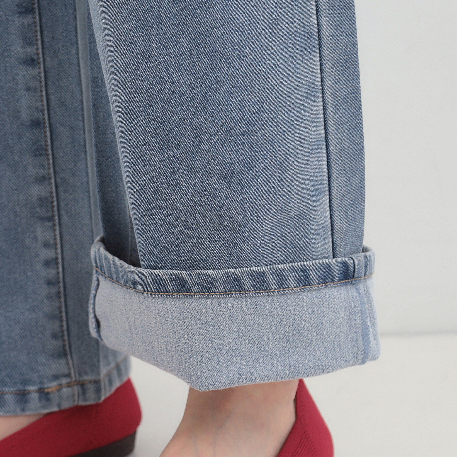 SHOO･LA･RUE「【あったか/S-LL】裏微起毛デニムワイドパンツ」|デニム|