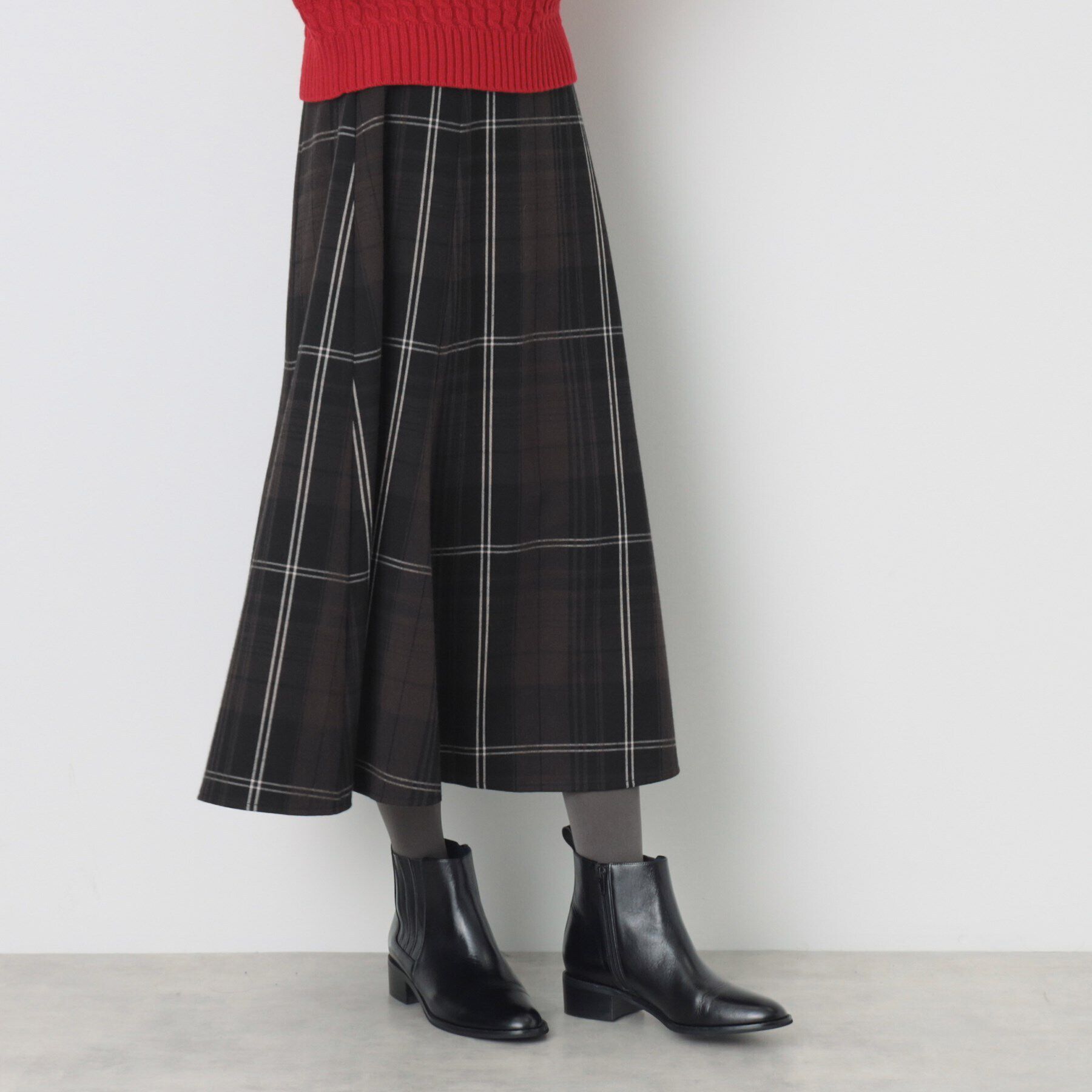 Dessin「【洗える】起毛チェック柄切替フレアースカート（XS～L）」|スカート|