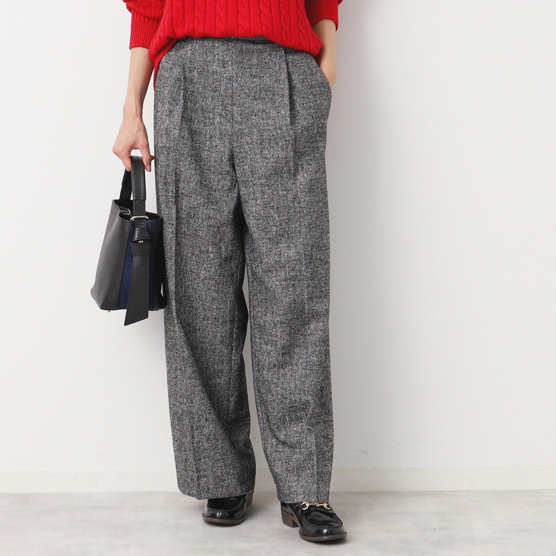 Dessin「【後ろゴム・洗える・4サイズ展開】ワンタック入りツイードワイドパンツ（XS～L）」|その他|