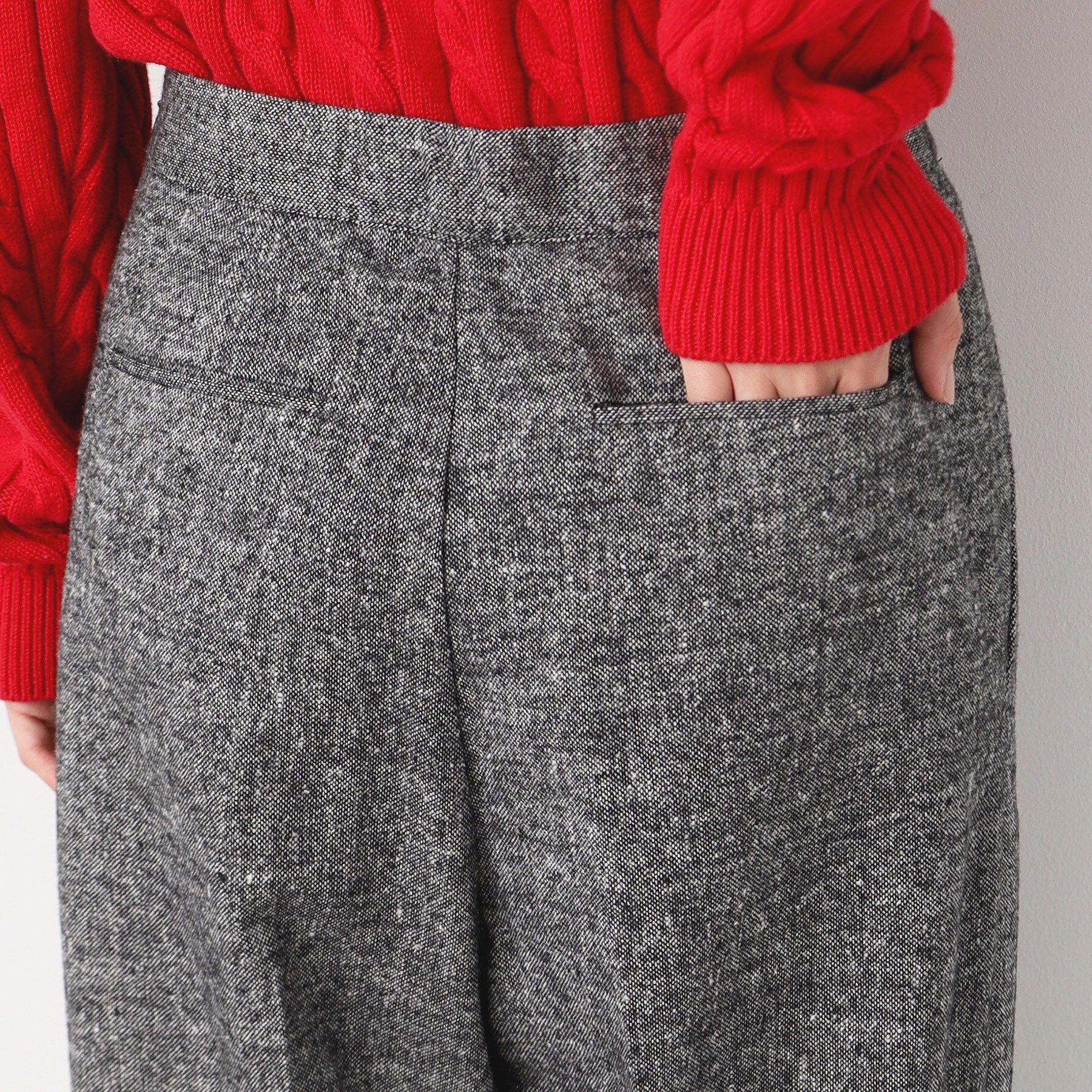 Dessin「【後ろゴム・洗える・4サイズ展開】ワンタック入りツイードワイドパンツ（XS～L）」|その他|