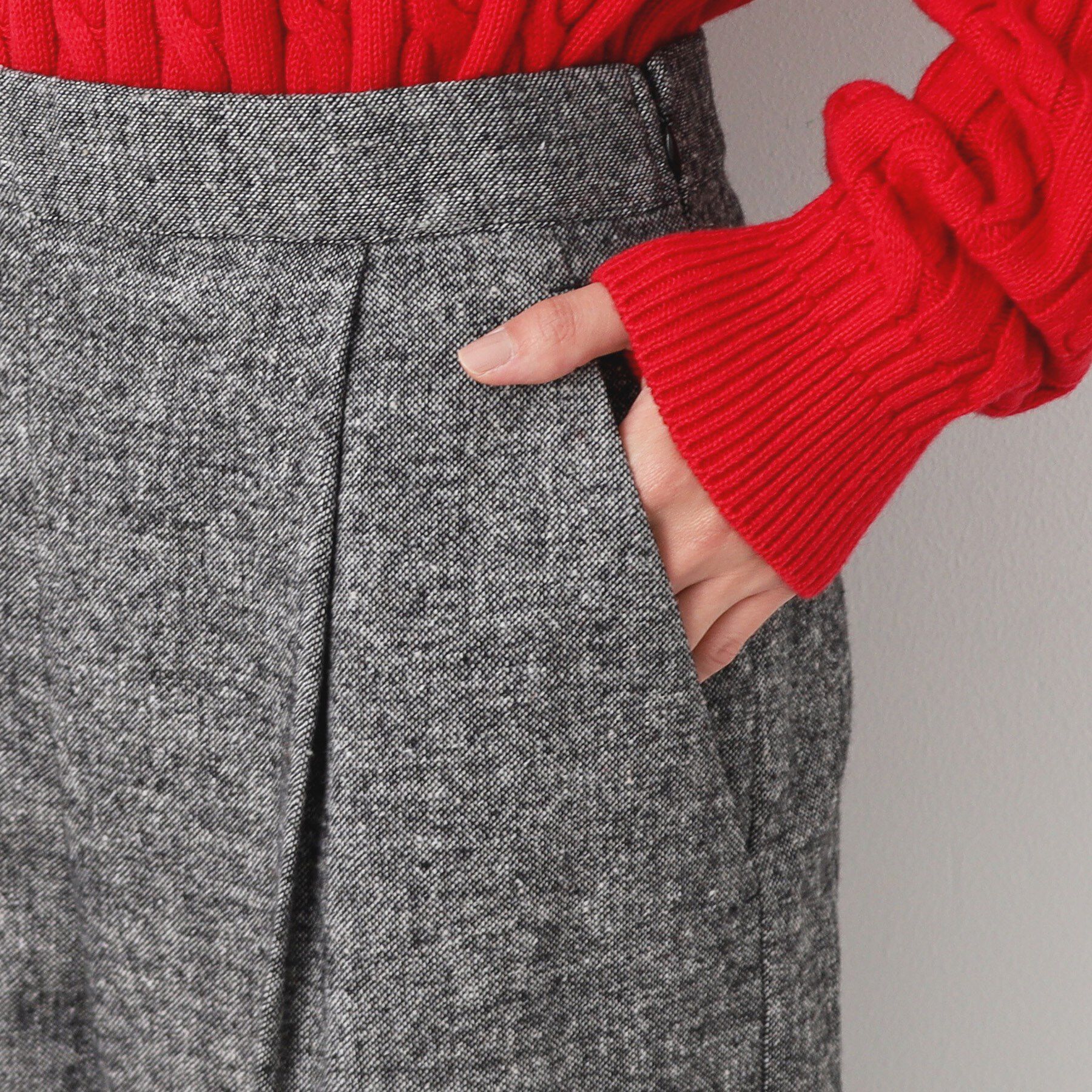 Dessin「【後ろゴム・洗える・4サイズ展開】ワンタック入りツイードワイドパンツ（XS～L）」|その他|