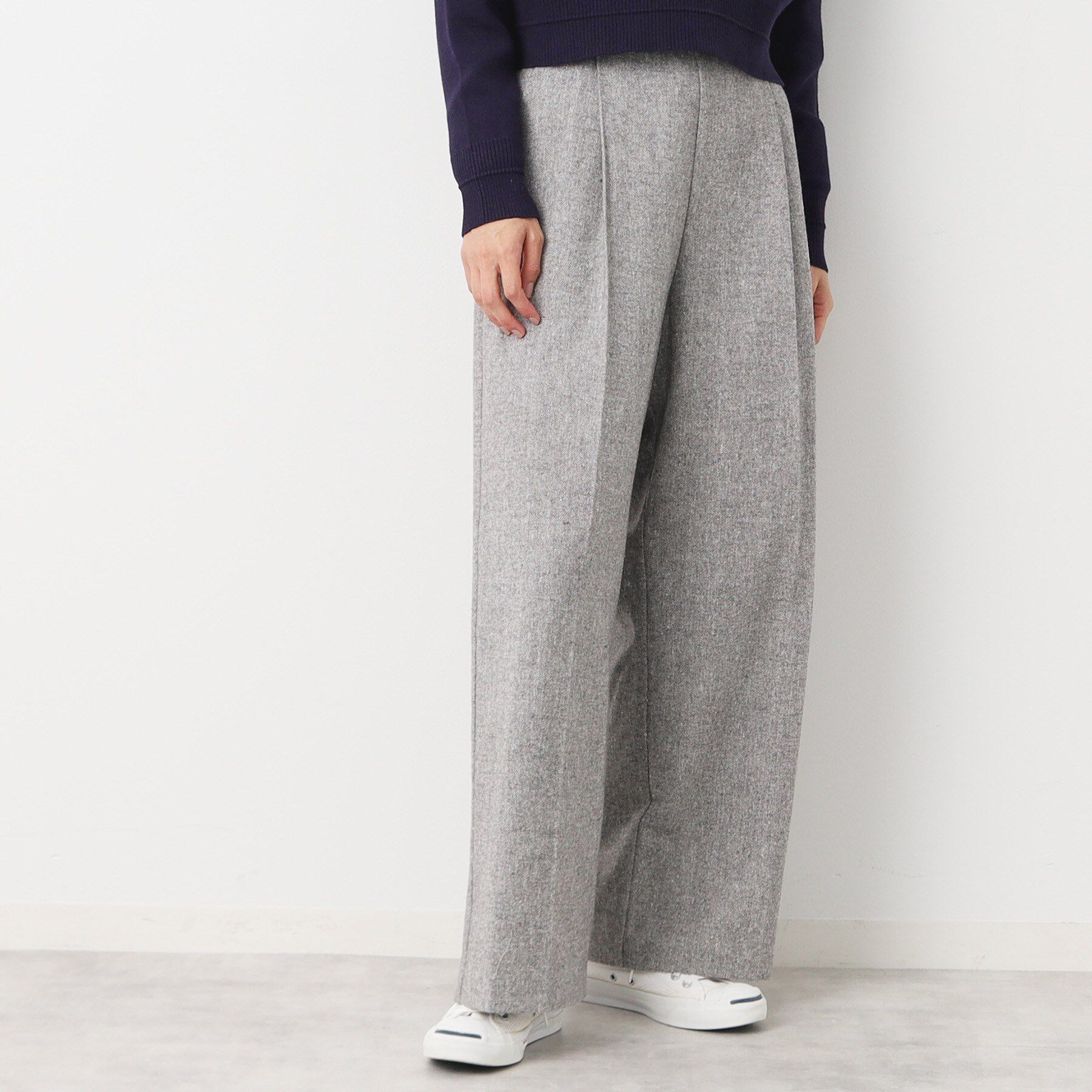 Dessin「【後ろゴム・洗える・4サイズ展開】ワンタック入りツイードワイドパンツ（XS～L）」|その他|