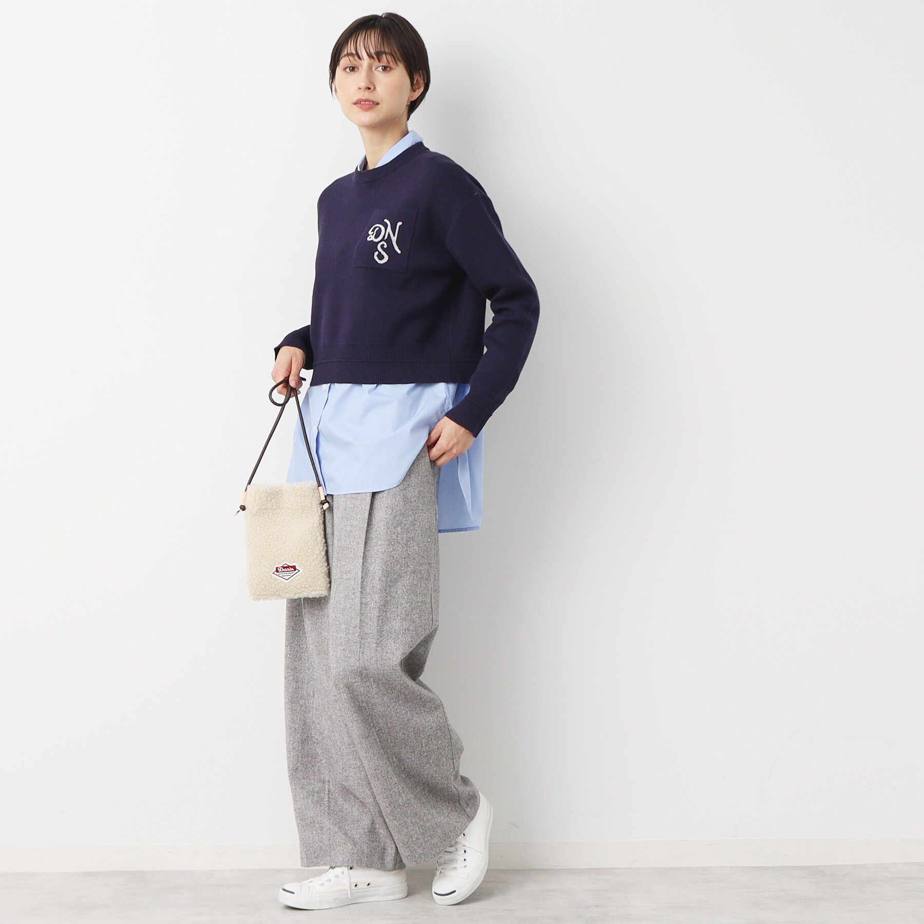 Dessin「【後ろゴム・洗える・4サイズ展開】ワンタック入りツイードワイドパンツ（XS～L）」|その他|