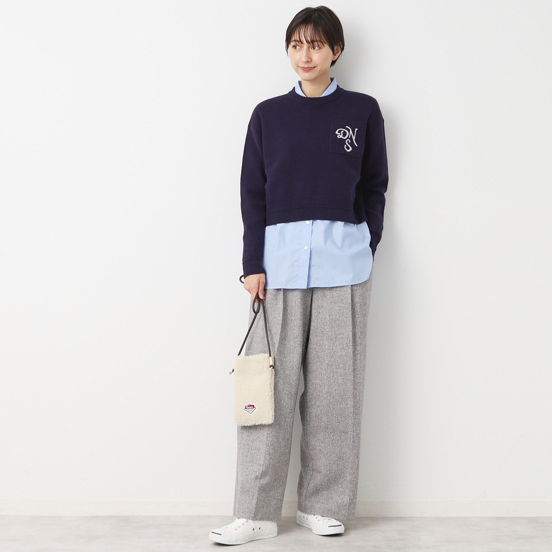 Dessin「【後ろゴム・洗える・4サイズ展開】ワンタック入りツイードワイドパンツ（XS～L）」|その他|