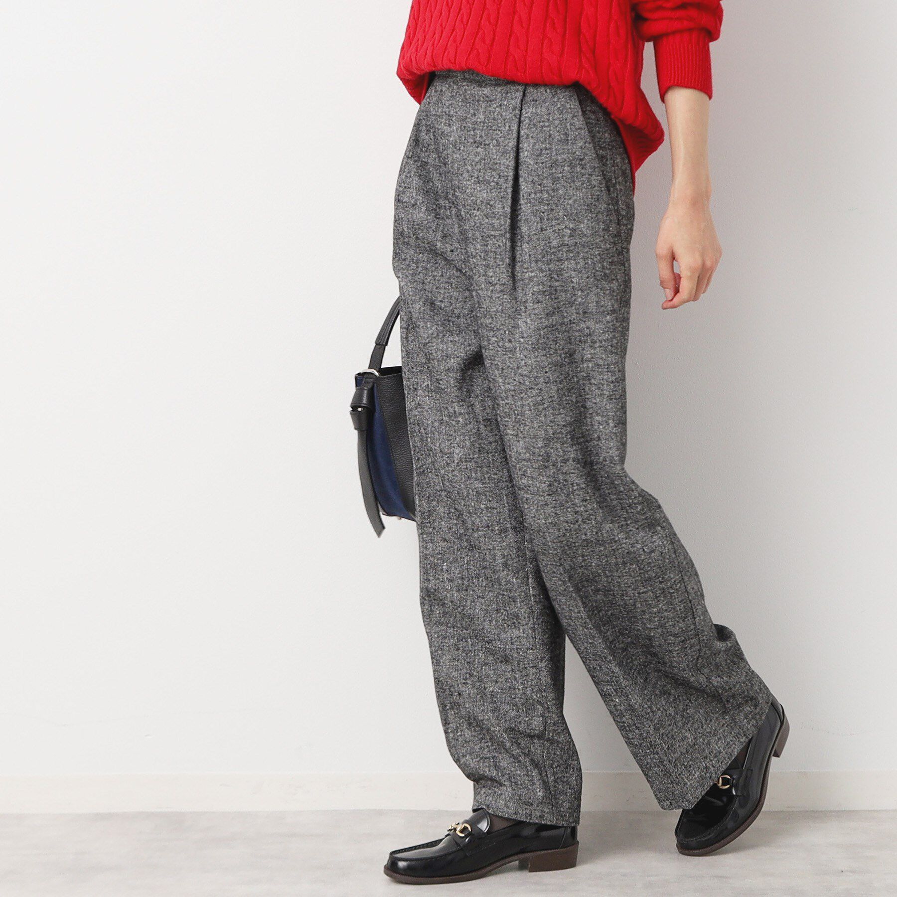 Dessin「【後ろゴム・洗える・4サイズ展開】ワンタック入りツイードワイドパンツ（XS～L）」|その他|