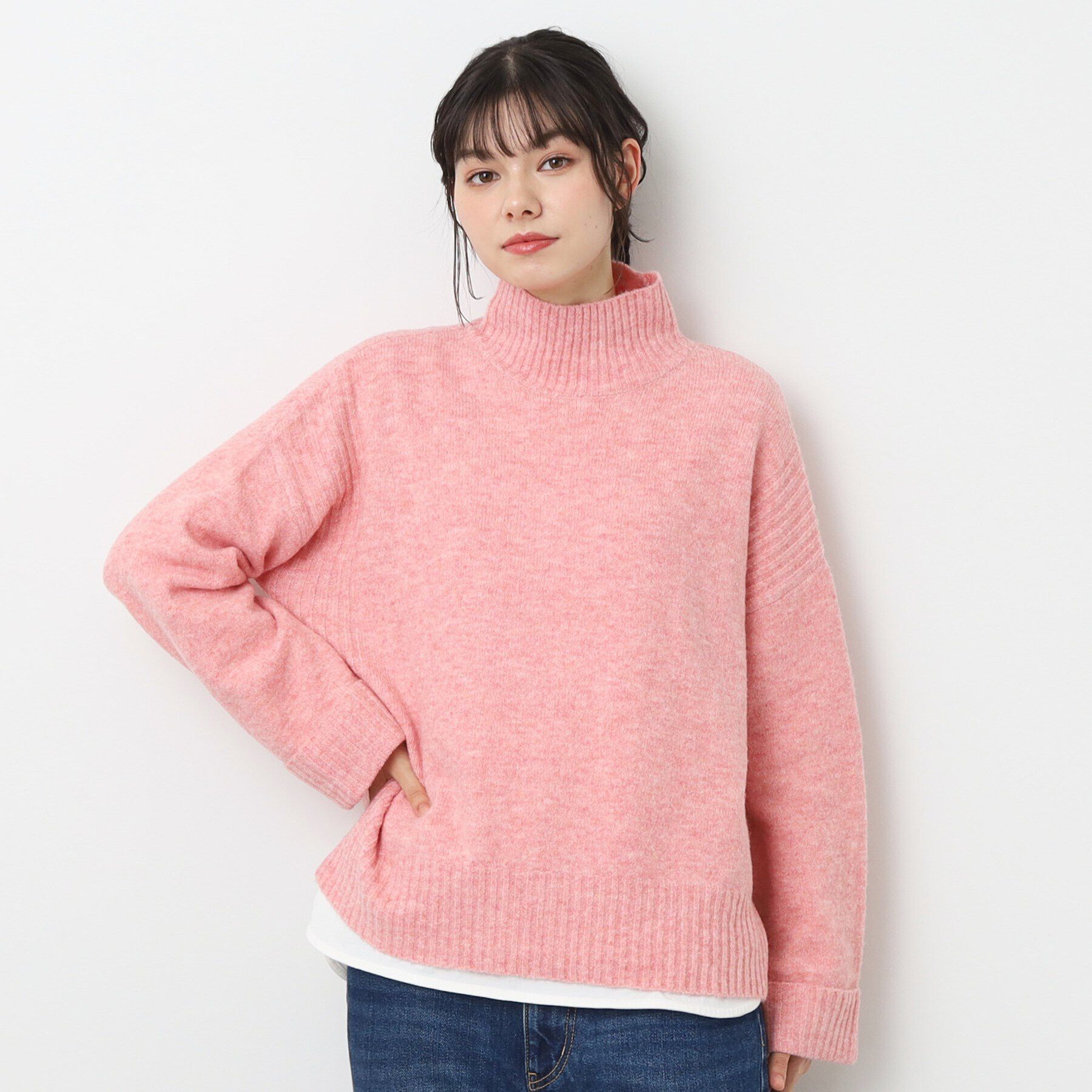 Dessin「【洗える】フェアリーハイネックニット（XS～L）」|ニット・セーター|ピンク(071)
