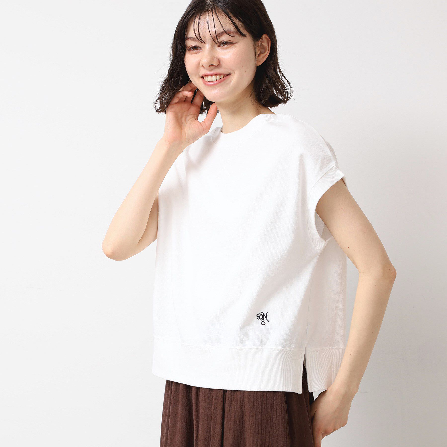 Dessin「【洗える】フレンチスリーブリブ付きカットソー（S～L）」|Tシャツ・カットソー|ホワイト(002)