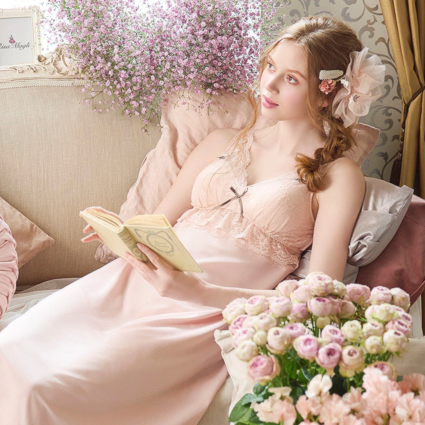 Risa Magli「エルマ カップ付マキシワンピース」|インナー|