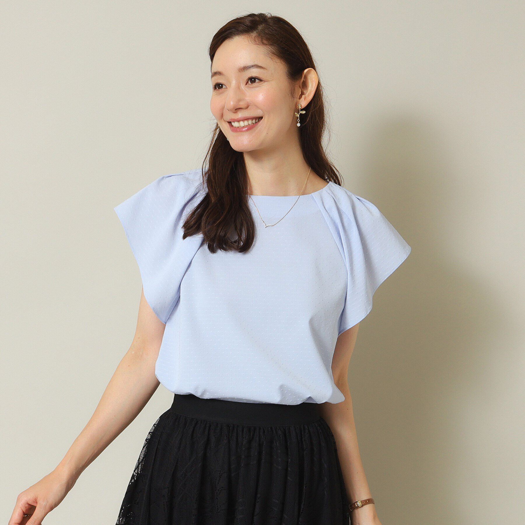 ITS&rsquo;DEMO「【通勤／手洗い可】ドットドビーブラウス」|シャツ・ブラウス|サックスブルー(09