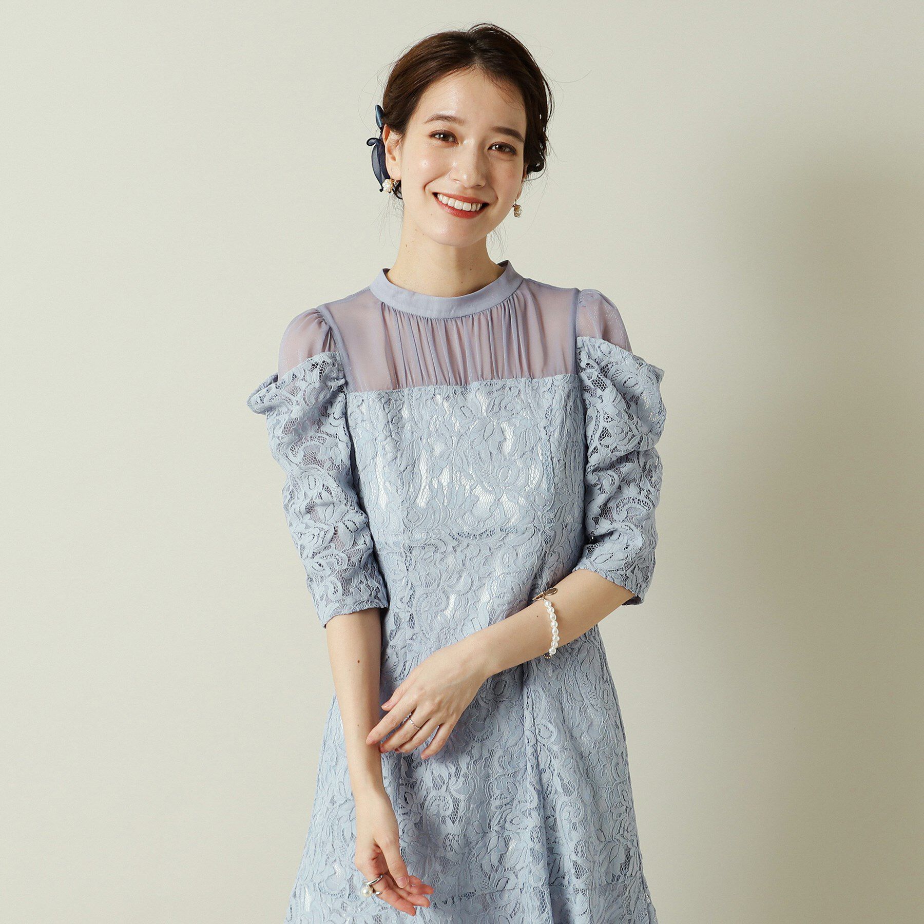 ITS&rsquo;DEMO「【結婚式・パーティに】レース&times;ラメシアーワンピース＜ドレスコレクション＞」|ワンピース|