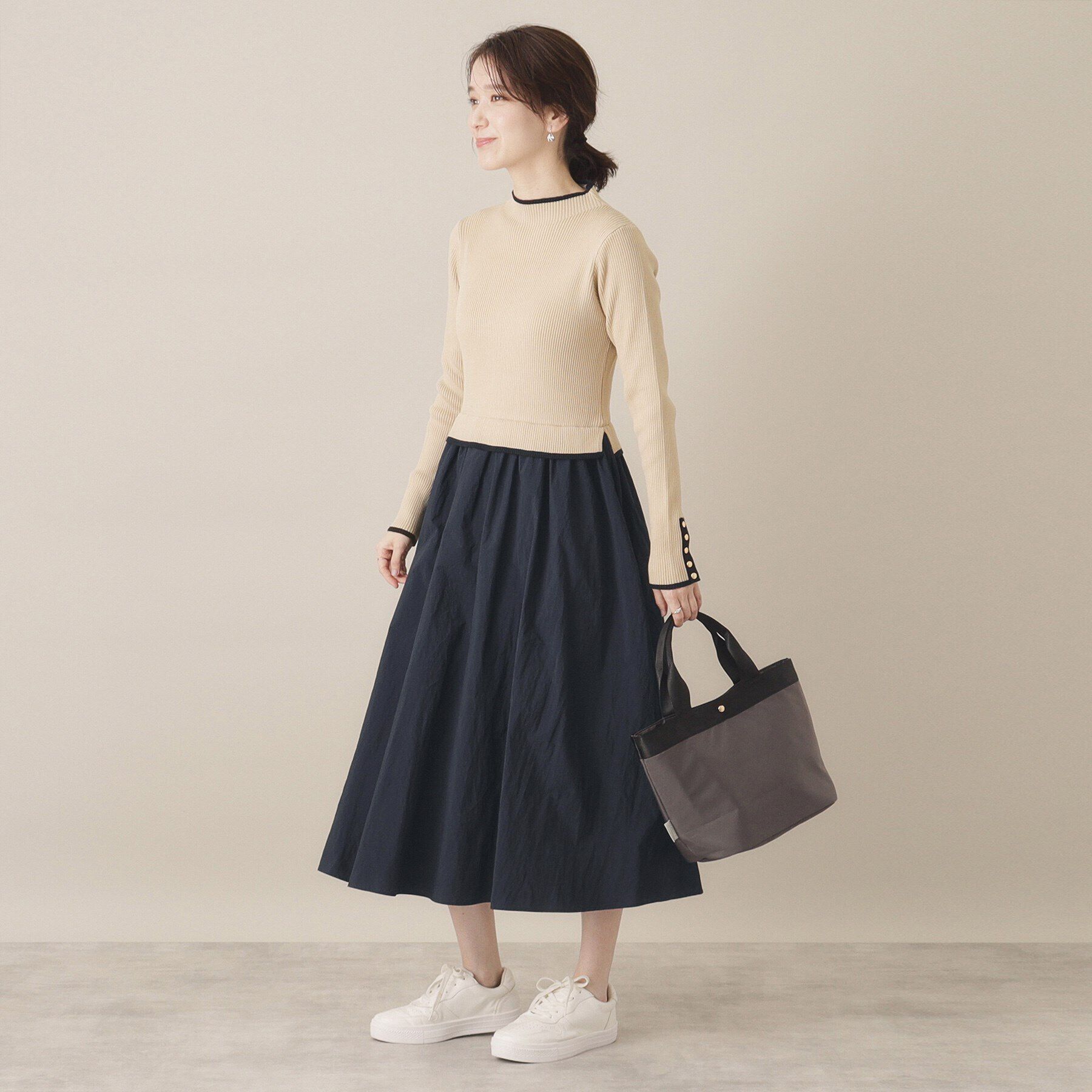 ITS&rsquo;DEMO「【手洗い可／ウエスト総ゴム】ドッキングワンピース」|ワンピース|