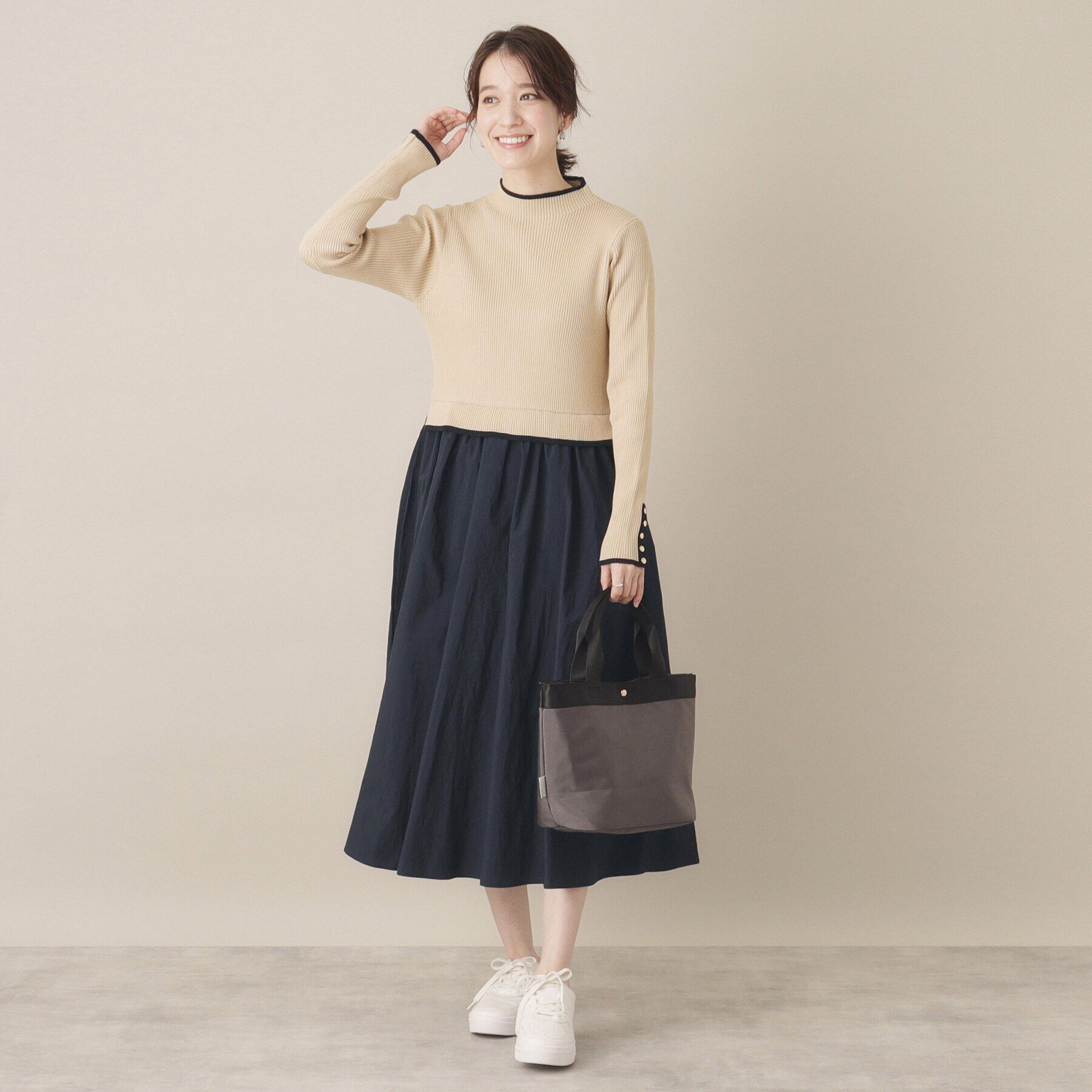 ITS&rsquo;DEMO「【手洗い可／ウエスト総ゴム】ドッキングワンピース」|ワンピース|