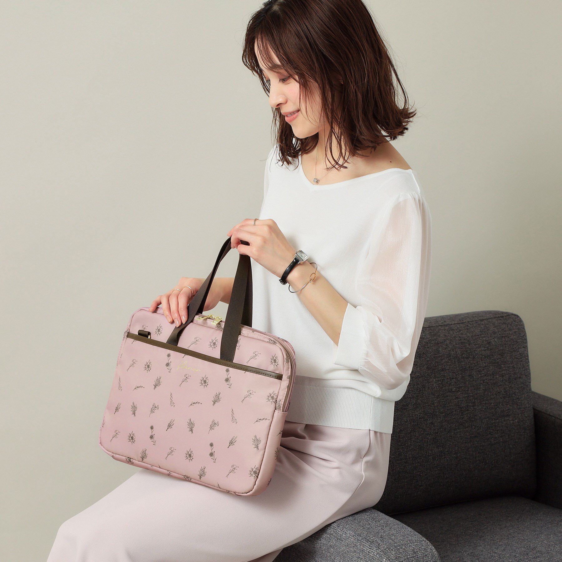 ITS&rsquo;DEMO「【3WAY／9ポケット／通勤】花柄PCトート」|トートバッグ|