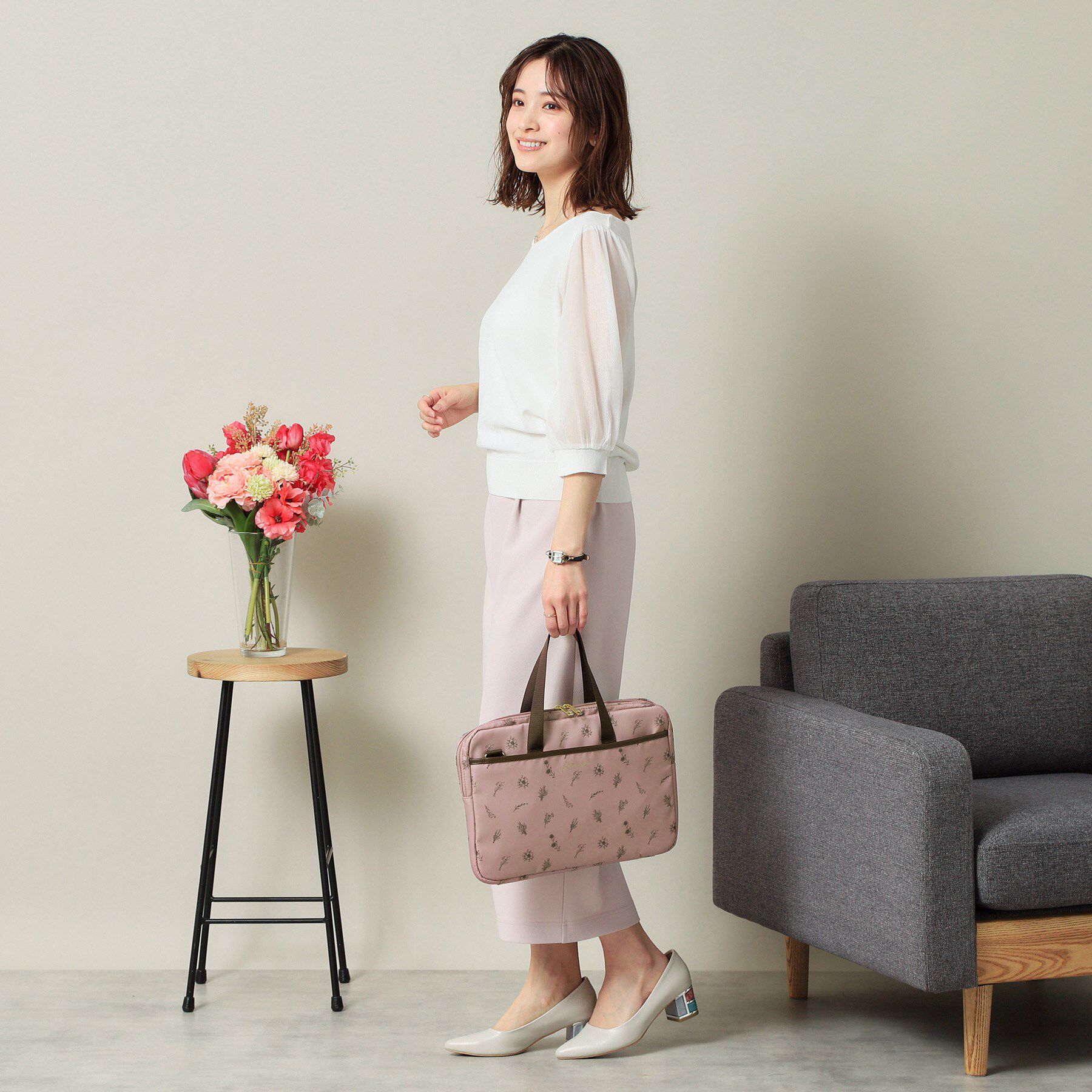 ITS&rsquo;DEMO「【3WAY／9ポケット／通勤】花柄PCトート」|トートバッグ|