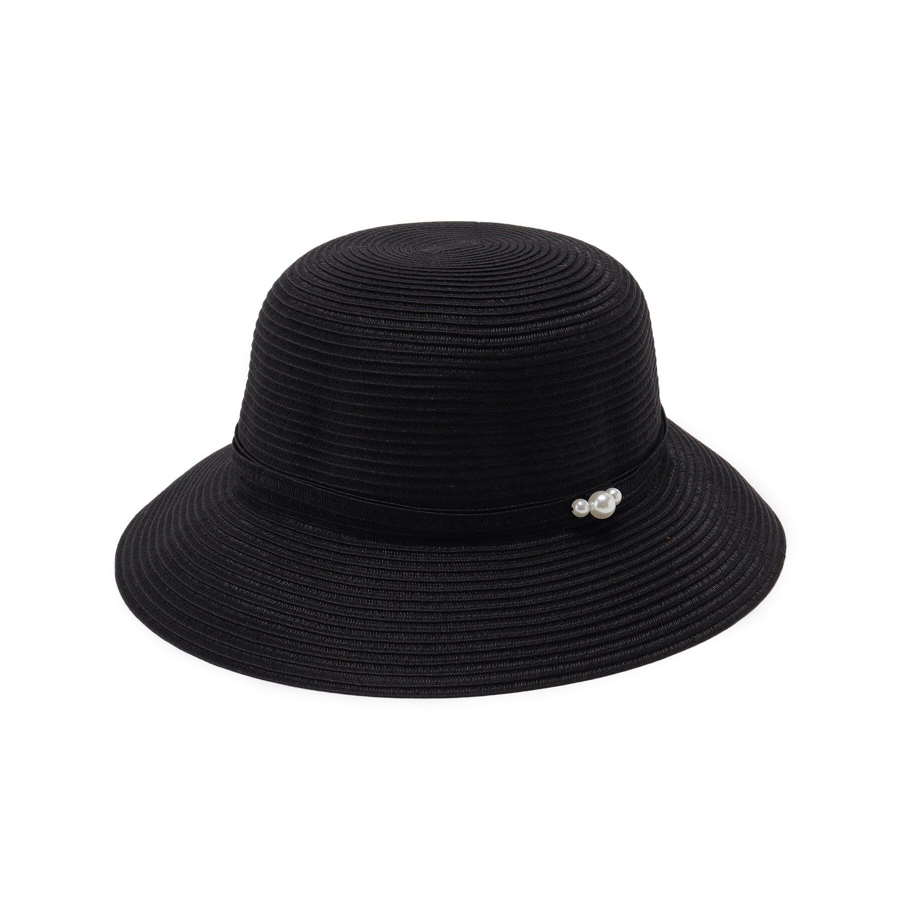 ITS&rsquo;DEMO「【サイズ調整可／手洗い可】パール調コシ巻きハット」|ハット|ブラック(019)