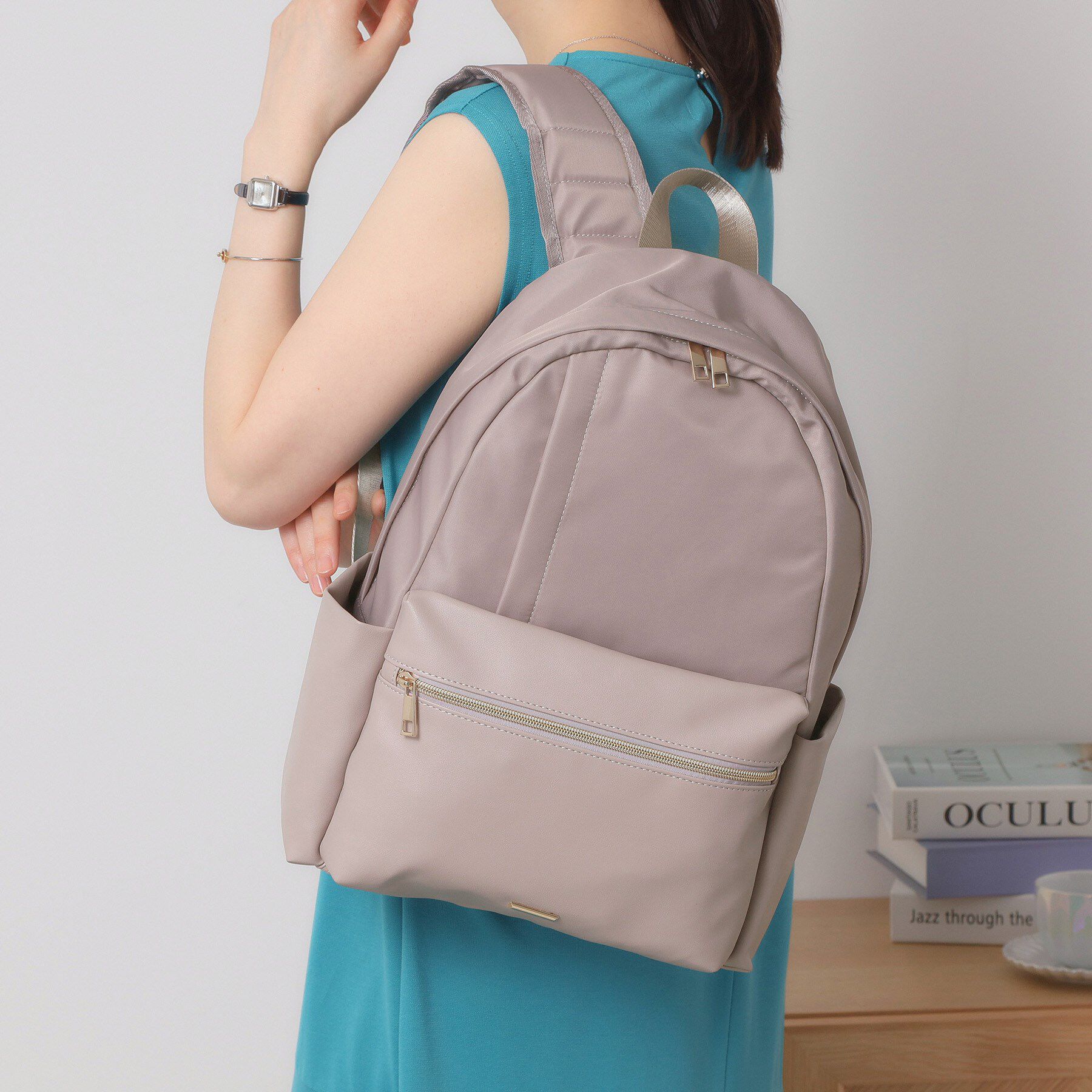 ITS&rsquo;DEMO「【A4・PC対応／10ポケット】合皮コンビリュック」|リュック|ピンク(071)