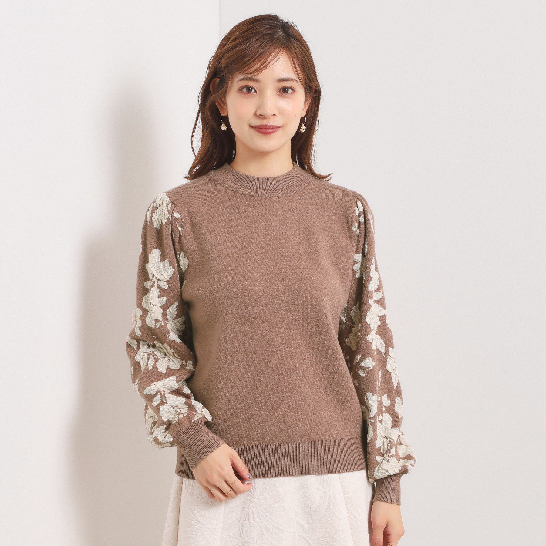 ITS&rsquo;DEMO「【手洗い可】花柄ジャカード袖ニット」|ニット・セーター|