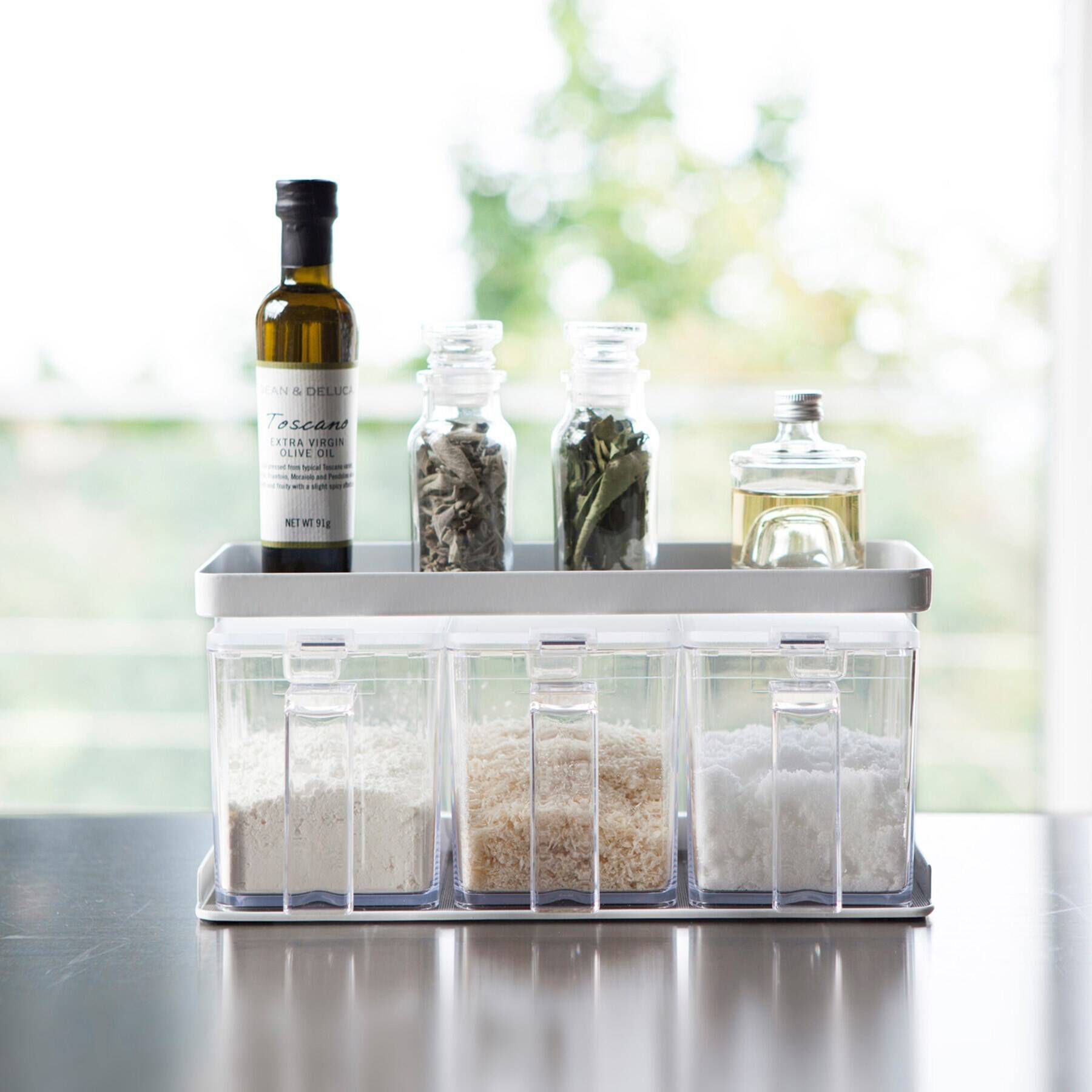 212 KITCHEN STORE「調味料ストッカーラックワイド WH 山崎実業 ＜tower タワー＞」|食器・キッチングッズ|